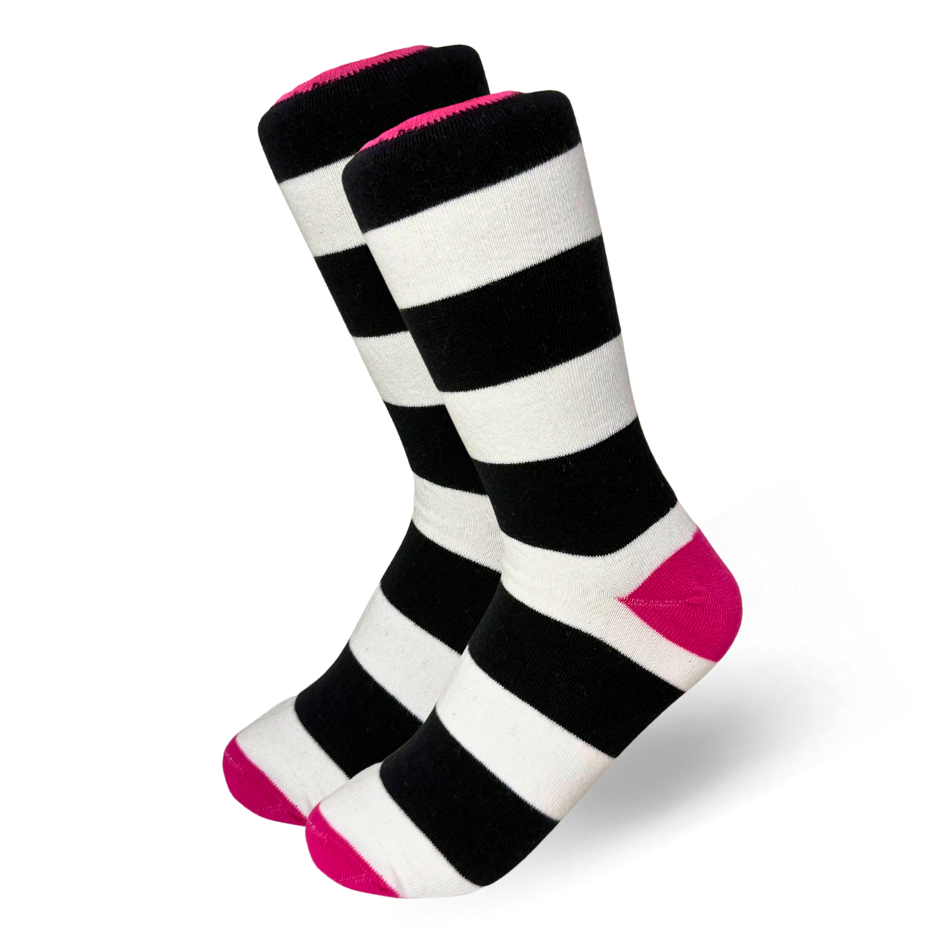 Calceta Alta Blanco/Negro/Fuchsia 0262 Mujer