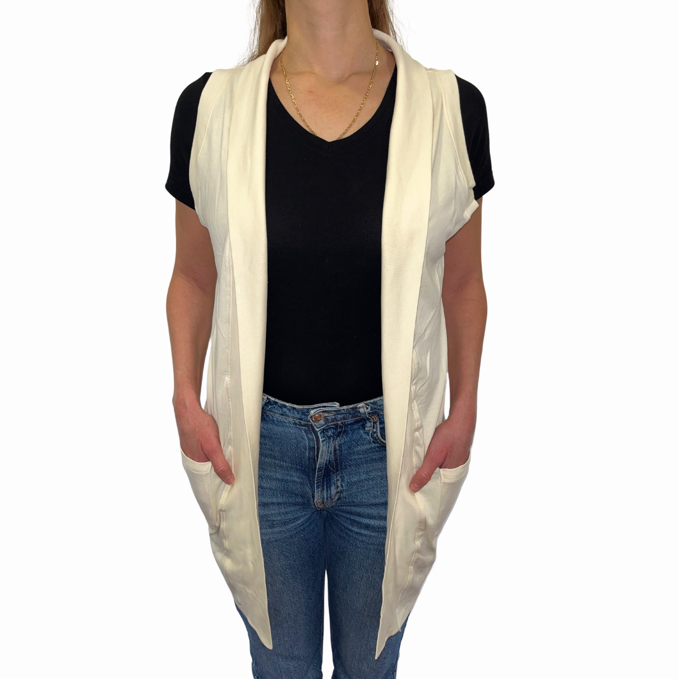 Chaleco Delgado Largo Algodón 10018 Mujer