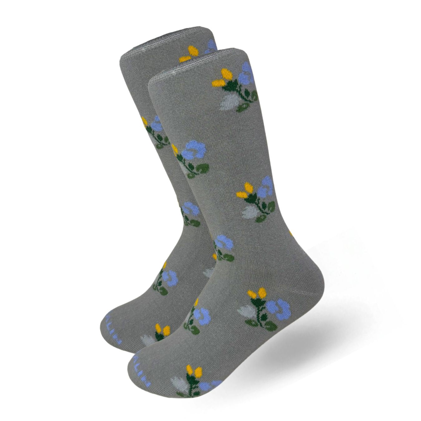 Calceta Gris Floreada con Hilo de Bambú 0261 Mujer