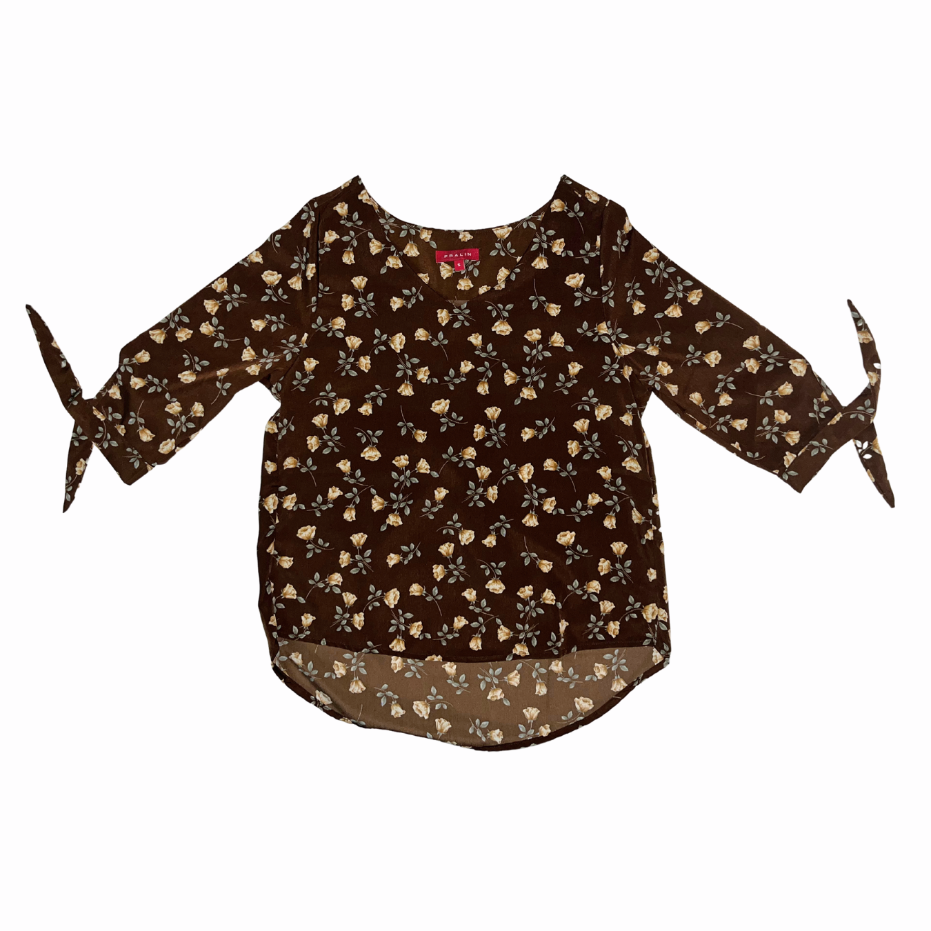 Blusa Café Floral Manga 3/4 10066 Mujer