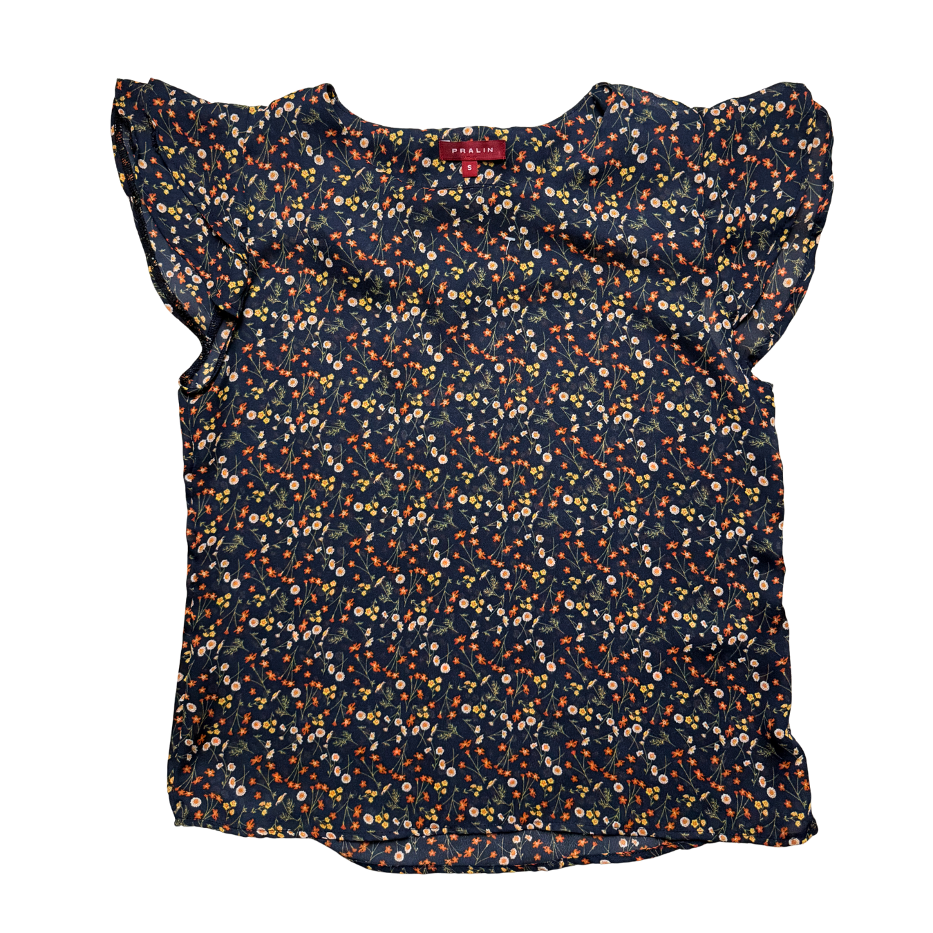 Blusa Azul M./Floral con Vuelo 10061 Mujer