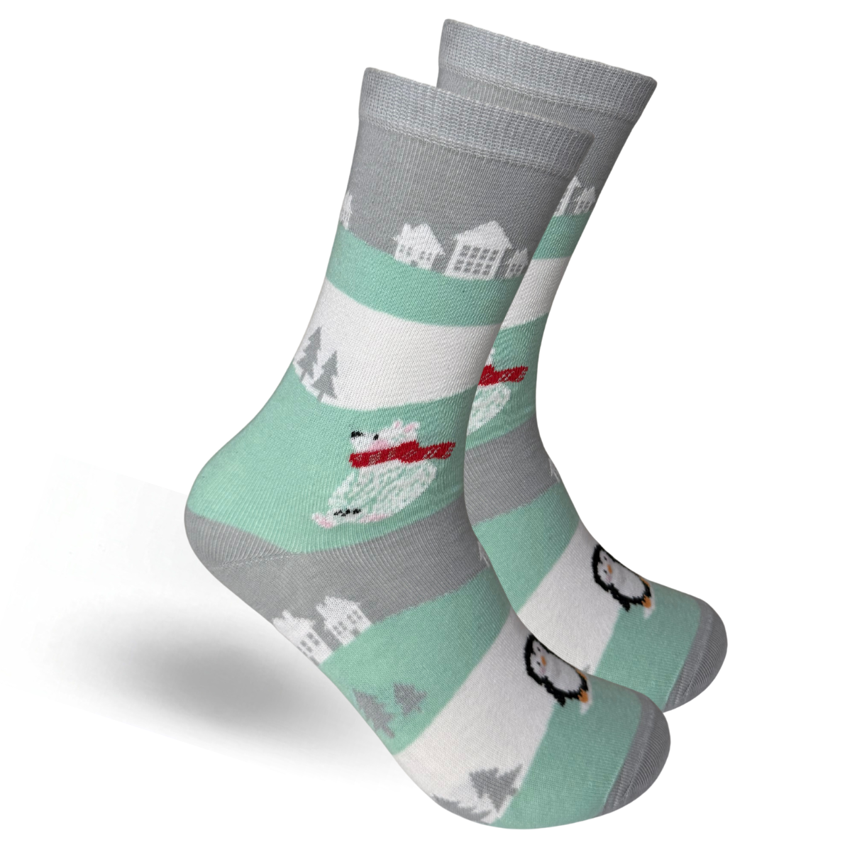 Calceta Navideña Aqua/Gris/Blanco para Mujer