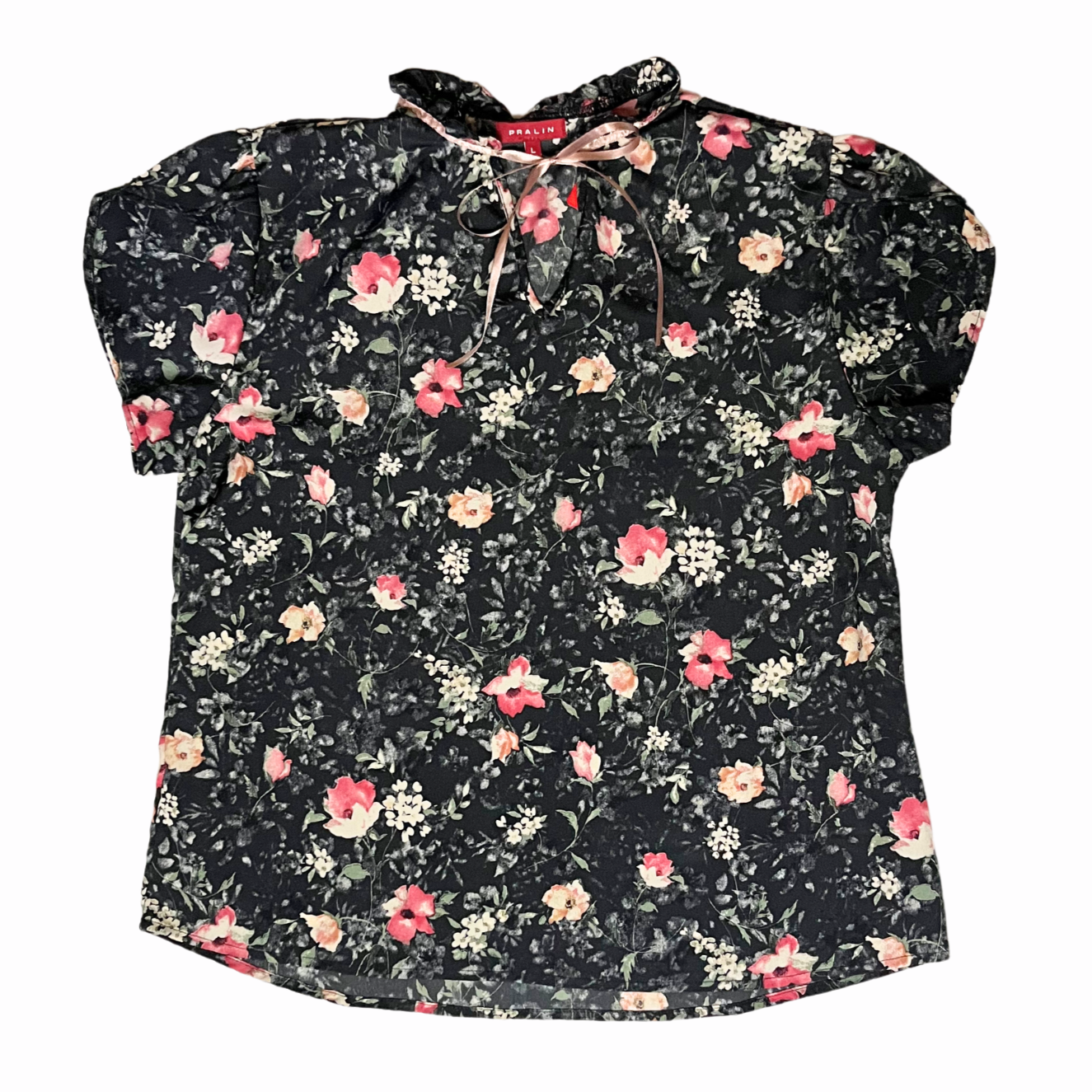 Blusa Negra Floral 10066 Mujer