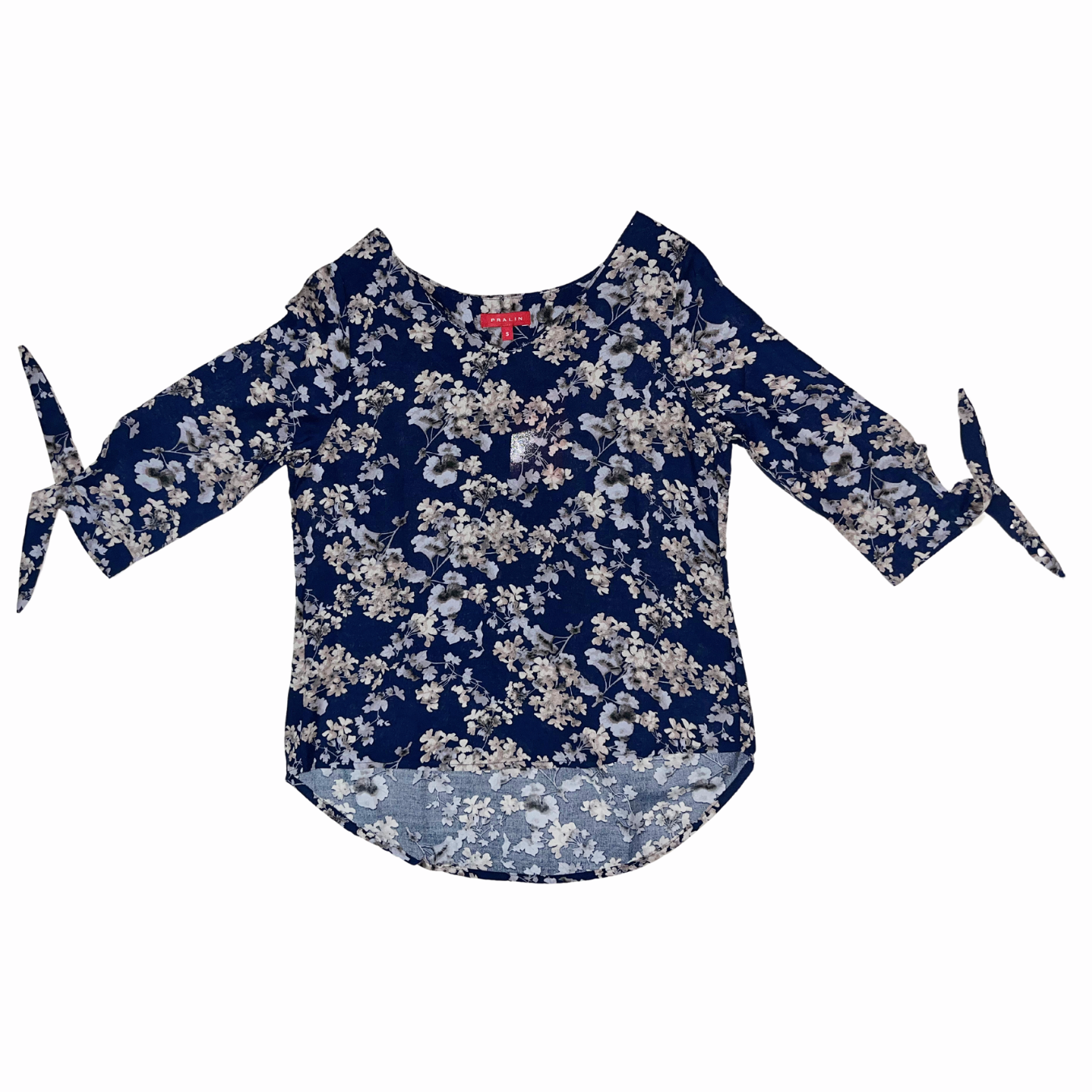 Blusa Azul Marino Flores Manga 3/4 10066 Mujer