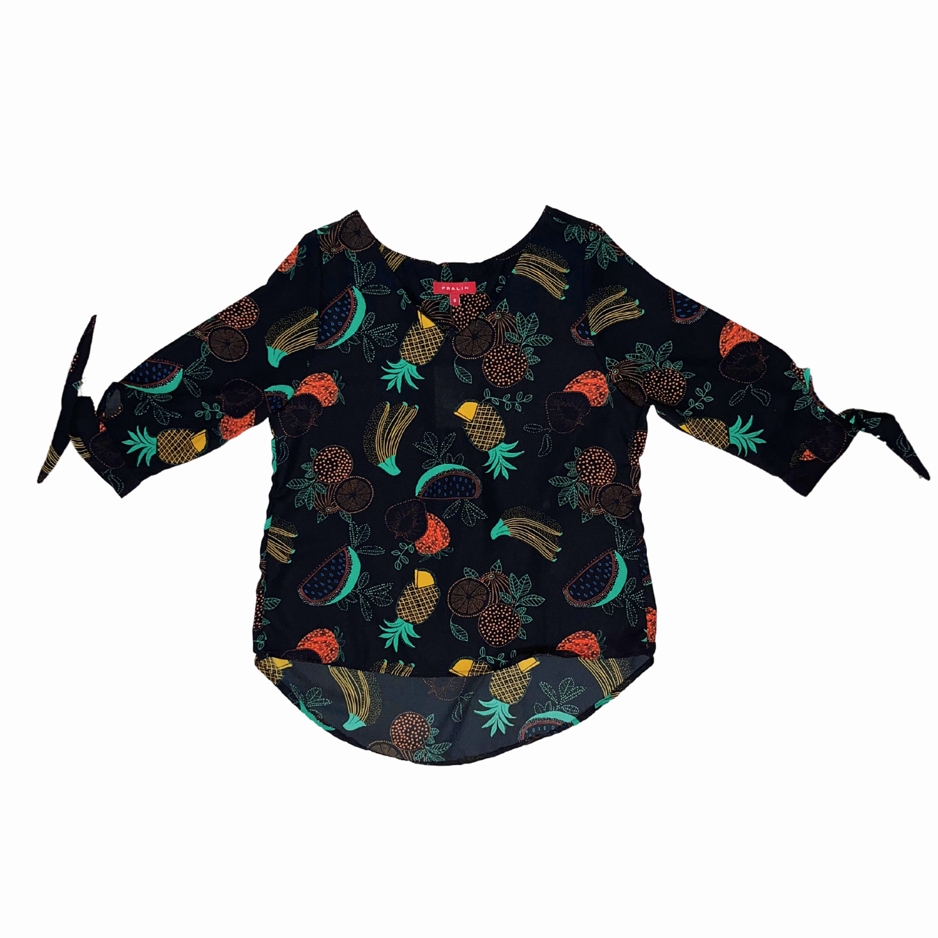 Blusa Negra con Frutas Manga 3/4 10066 Mujer