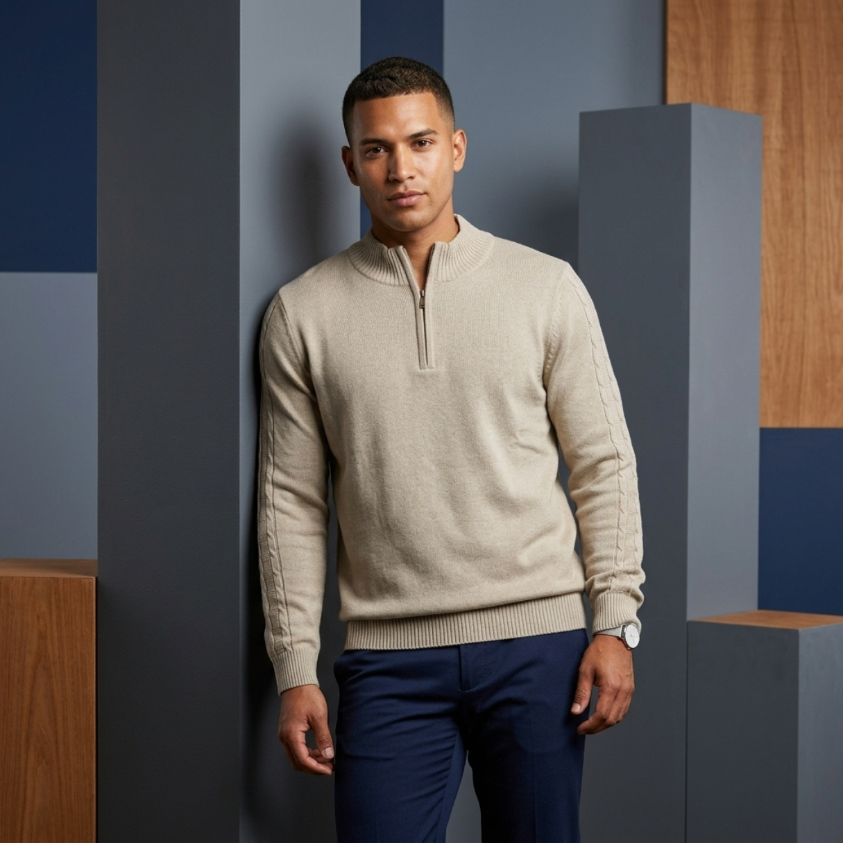 Suéter 1/2 Zipper 10373 Hombre