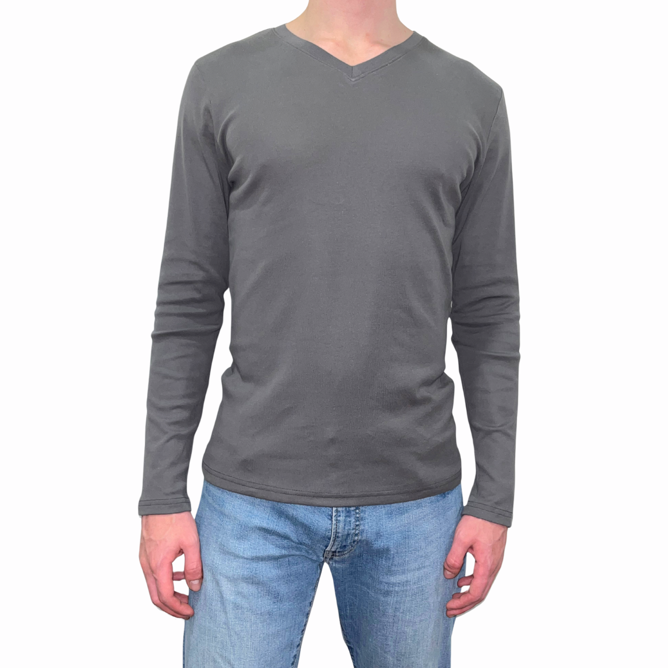 Playera Manga Larga con Cuello V para Hombre