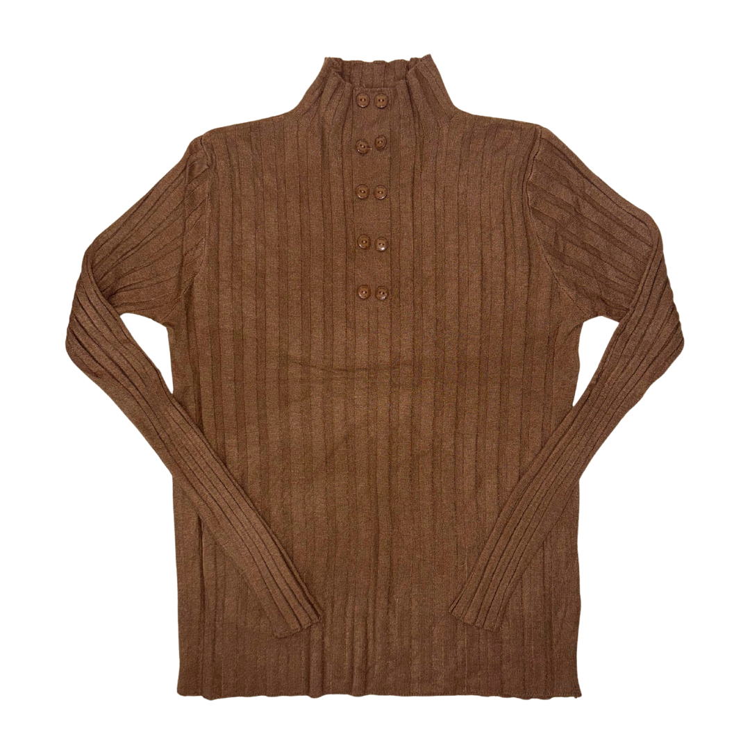 Blusa Pegada con Botones Manga Larga 10494 Mujer