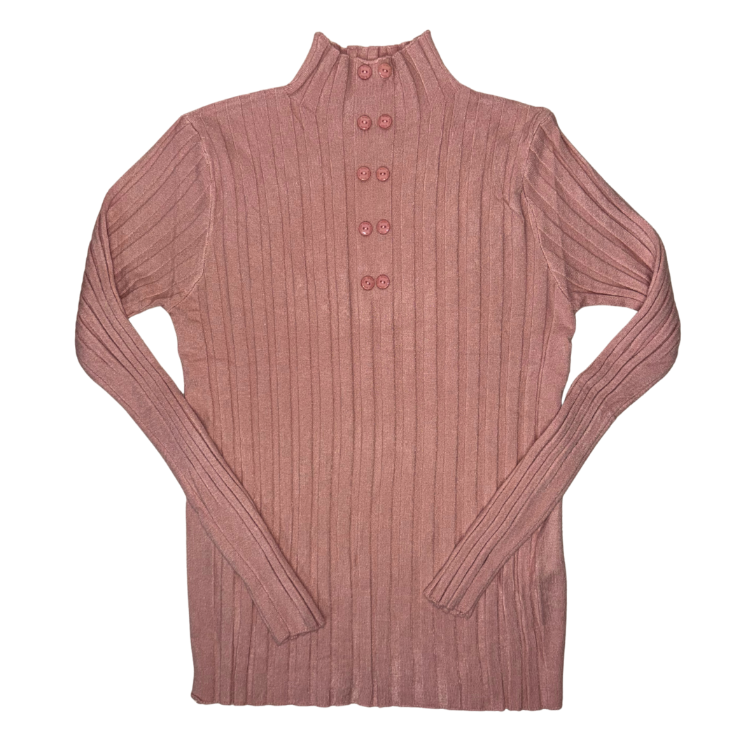 Blusa Pegada con Botones Manga Larga 10494 Mujer