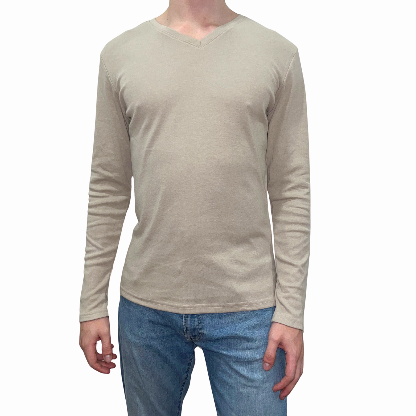 Playera Manga Larga con Cuello V para Hombre