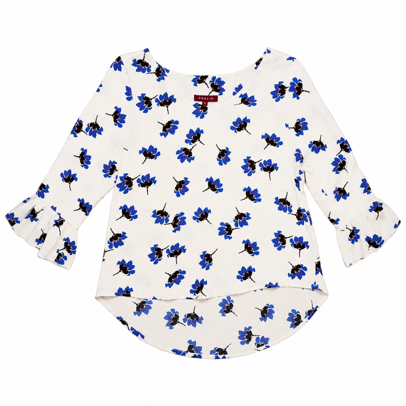 Blusa Blanca con Flores Manga 3/4 10063 Mujer