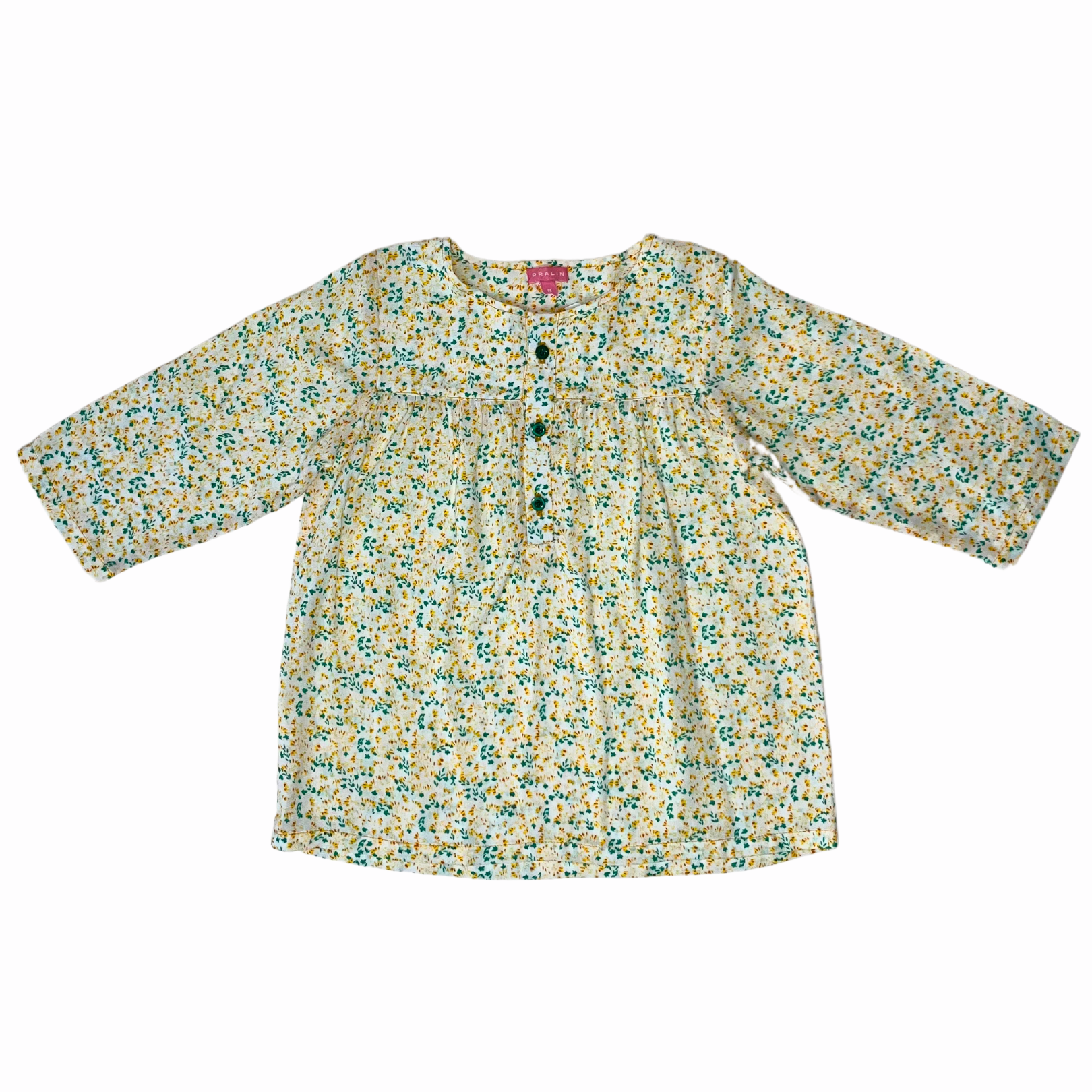 Blusa Amarilla Floreada Manga 3/4 10099 Niña