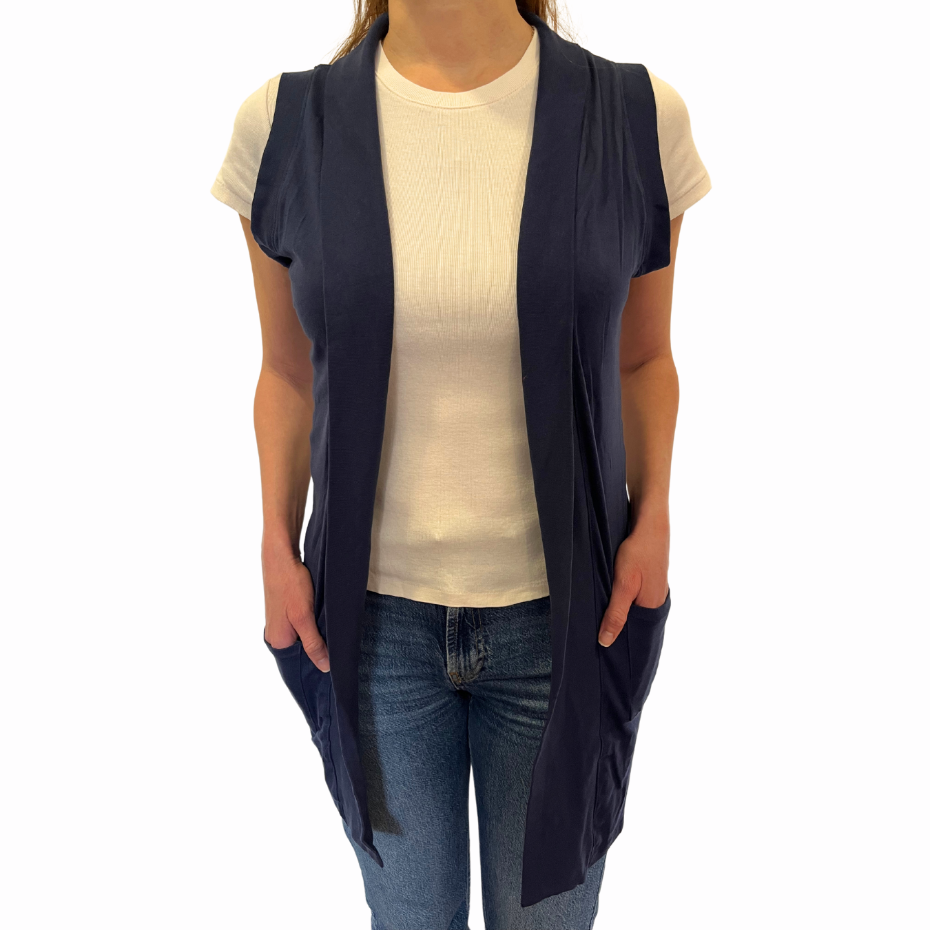 Chaleco Delgado Largo Algodón 10018 Mujer