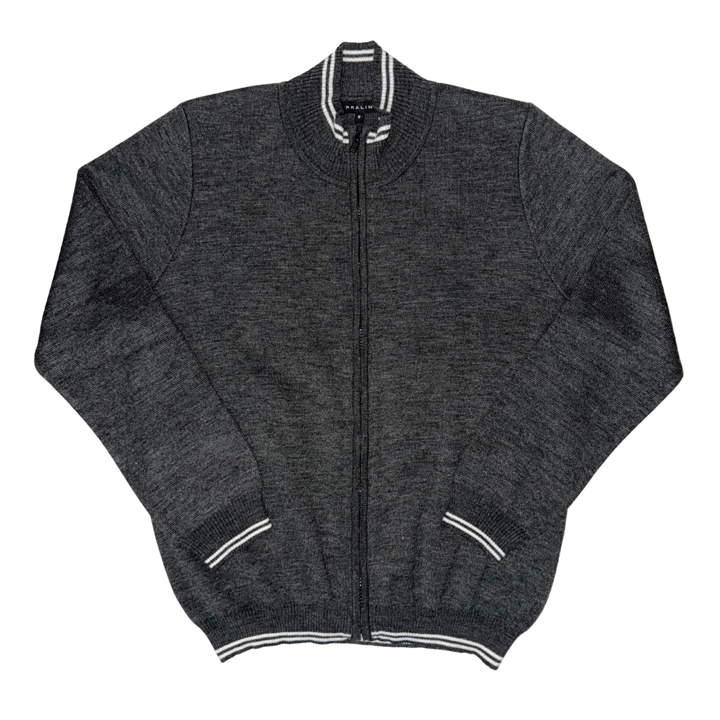 Suéter Oxford/Blanco con Zipper 10356 Hombre