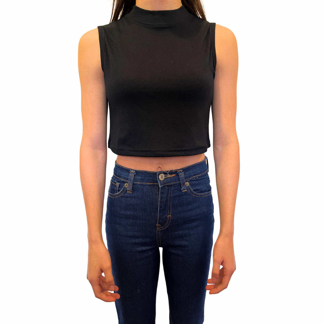 Crop Top Sin Mangas con Cuello Redondo 10029 Mujer