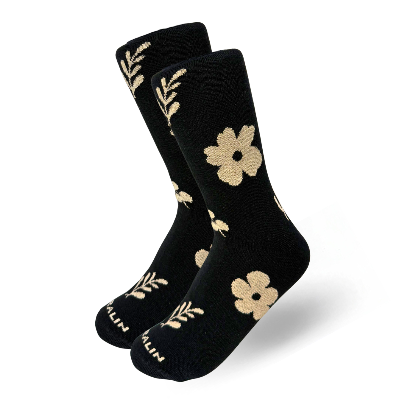 Calceta Alta Negra/Beige 0254 Mujer