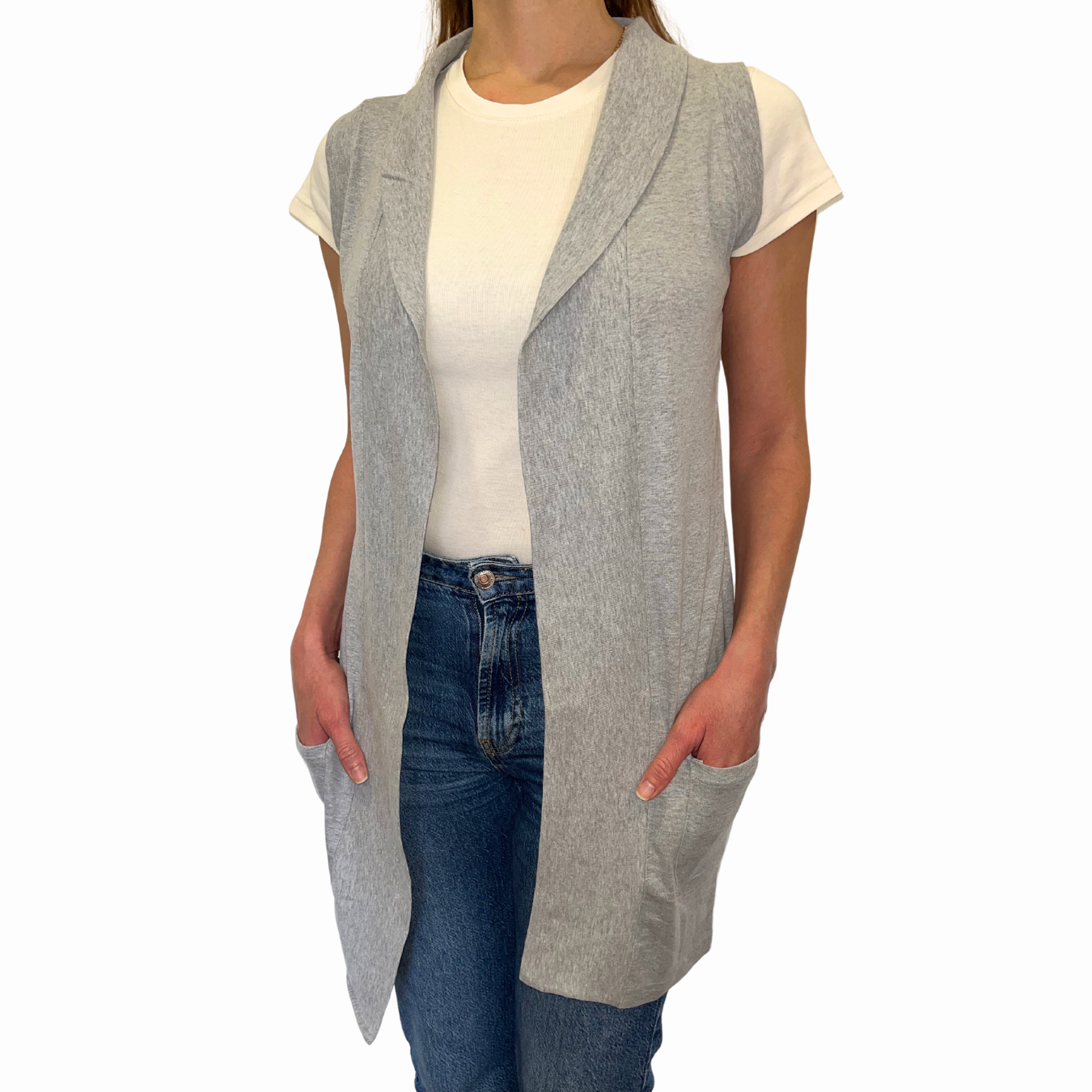 Chaleco Delgado Largo Algodón 10018 Mujer