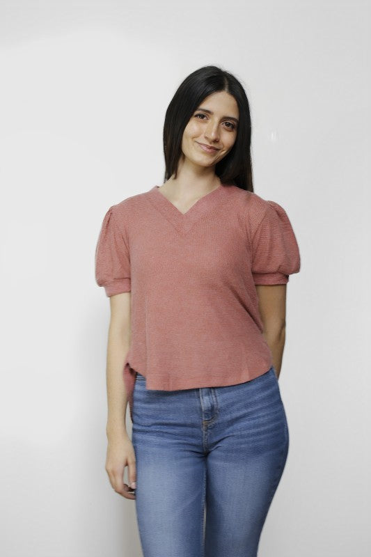 Blusa Cuello V Ruedo Curvo 10063 Mujer