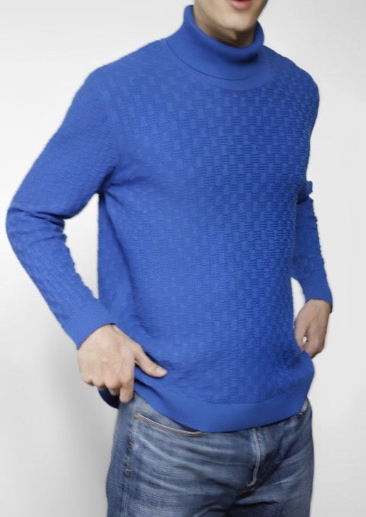 Suéter con Cuello de Tortuga Azul Pavo 10340 Hombre