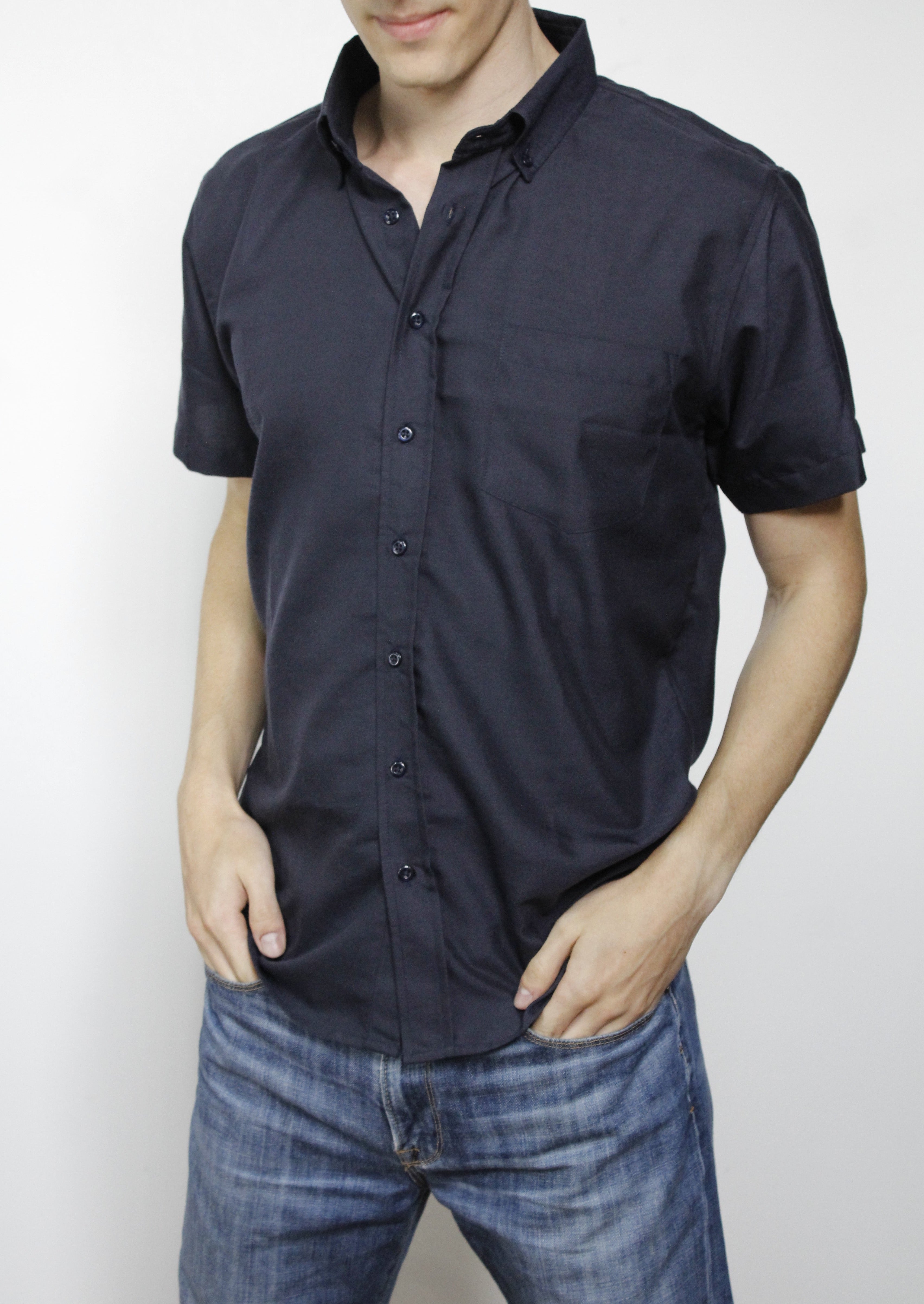 Camisa Manga Corta Azul Marino 10024 Hombre