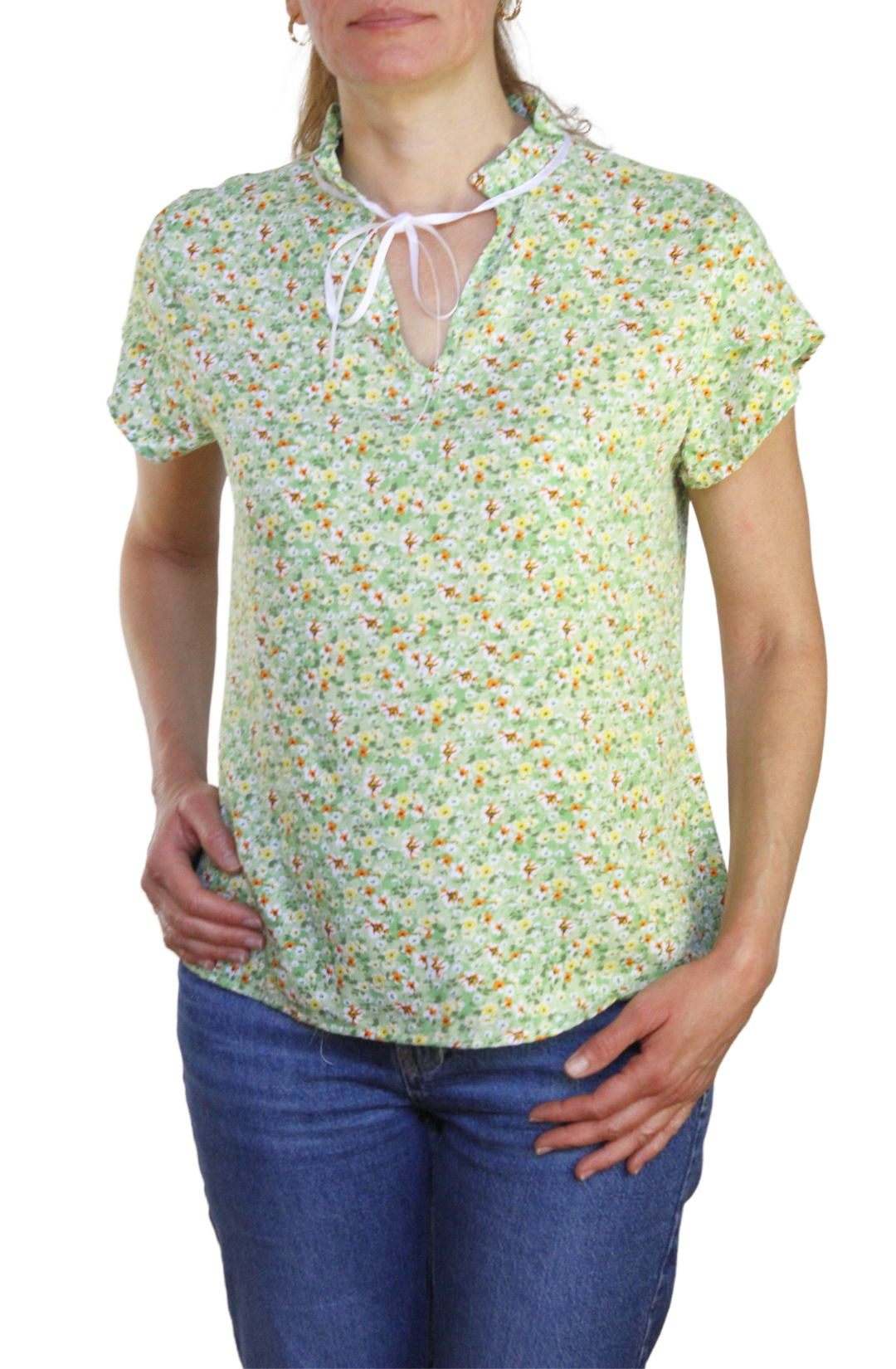 Blusa Floral Verde 10064 Mujer