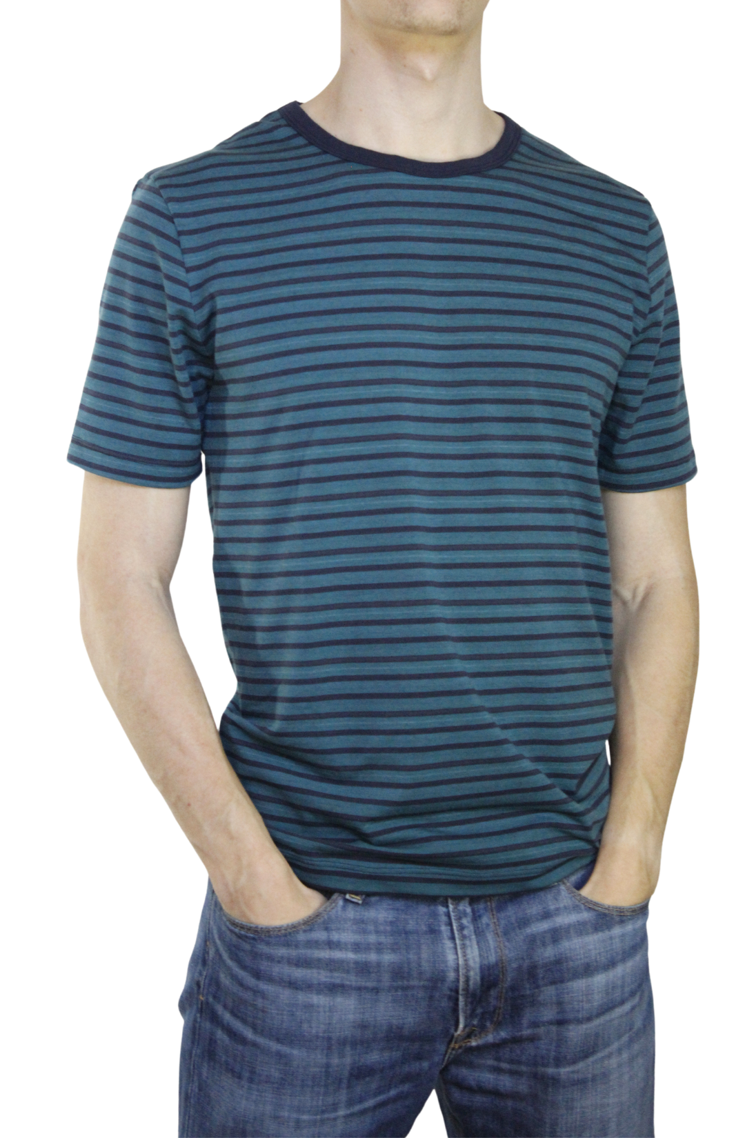 Playera Verde Jade/Azul Marino 10011 para Hombre