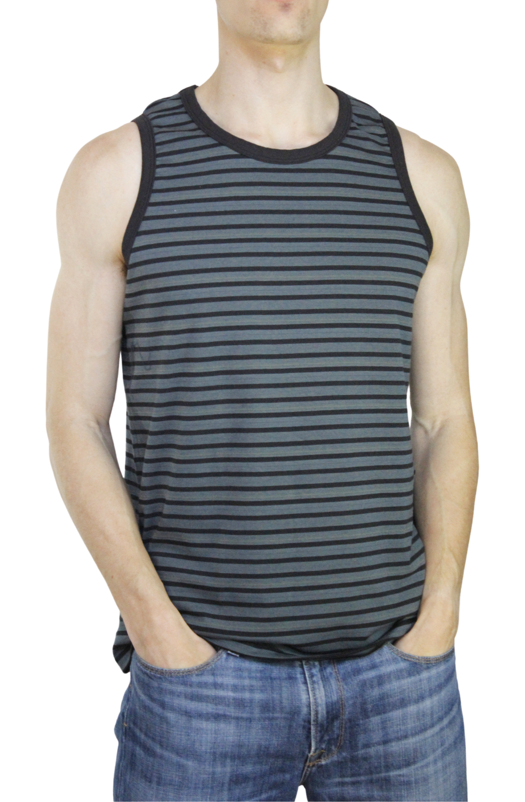 Playera Sin Mangas Gris/Negro 10010 para Hombre