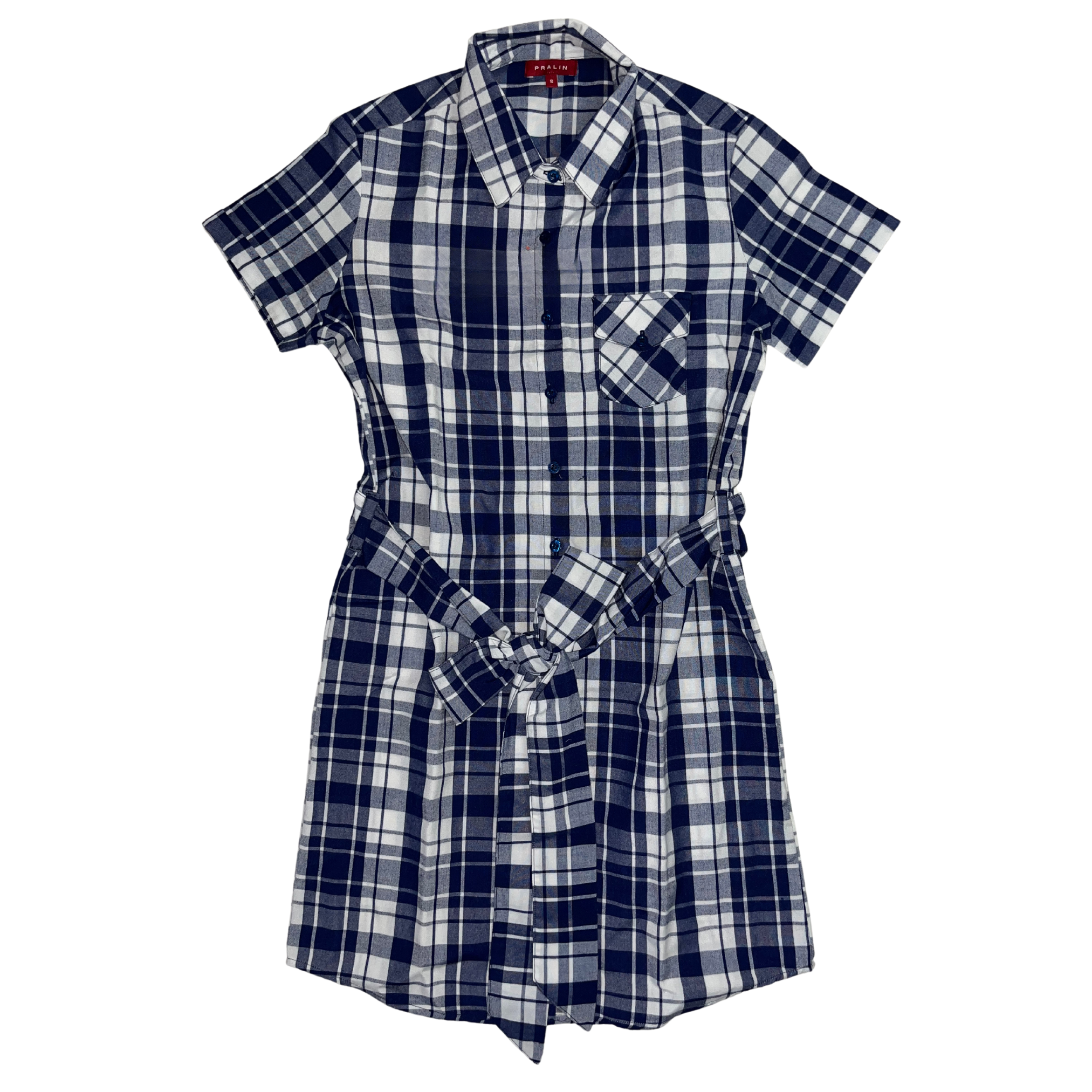 Vestido Azul de Cuadros 10017 Mujer