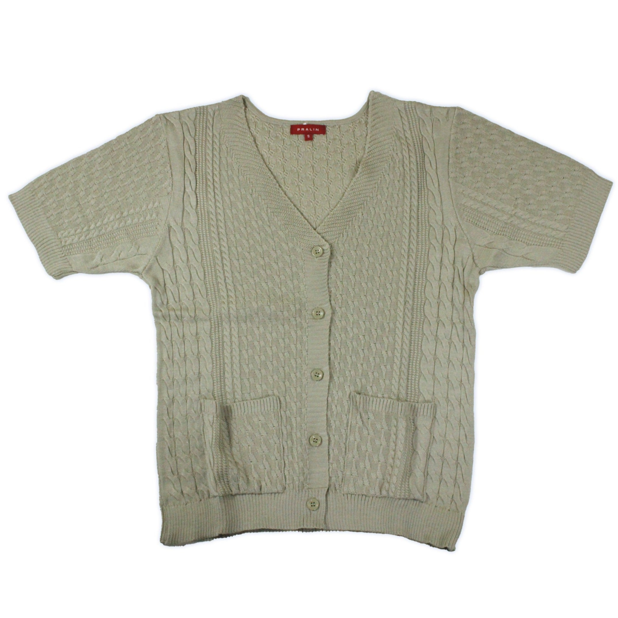 Suéter Manga Corta Cuello V con Bolsas 10450 Mujer