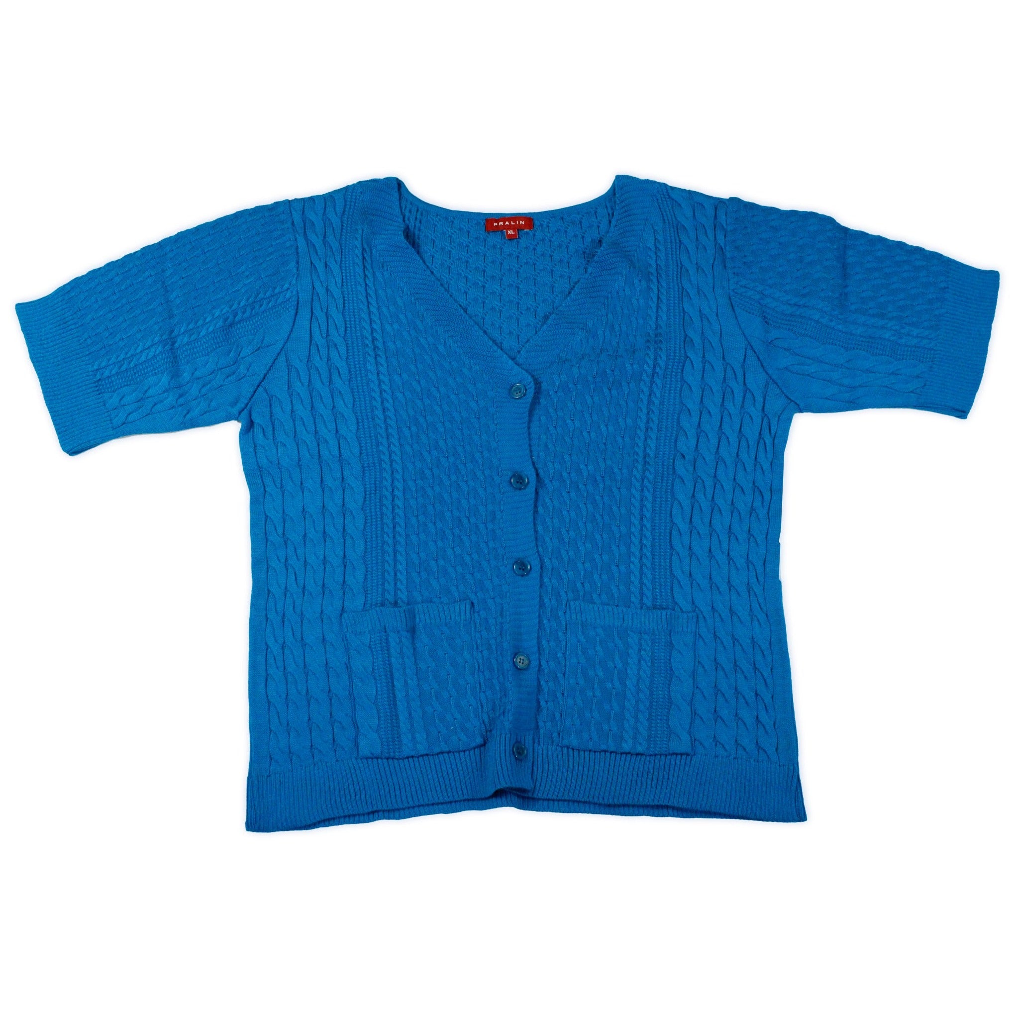 Suéter Manga Corta Cuello V con Bolsas 10450 Mujer