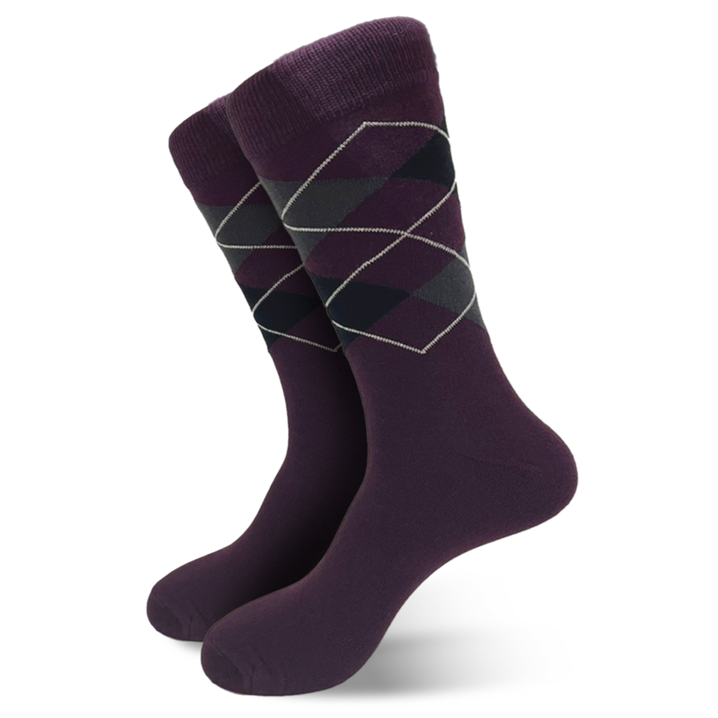 Calcetín de Vestir Ciruela/Negro/Gris 0386 Hombre