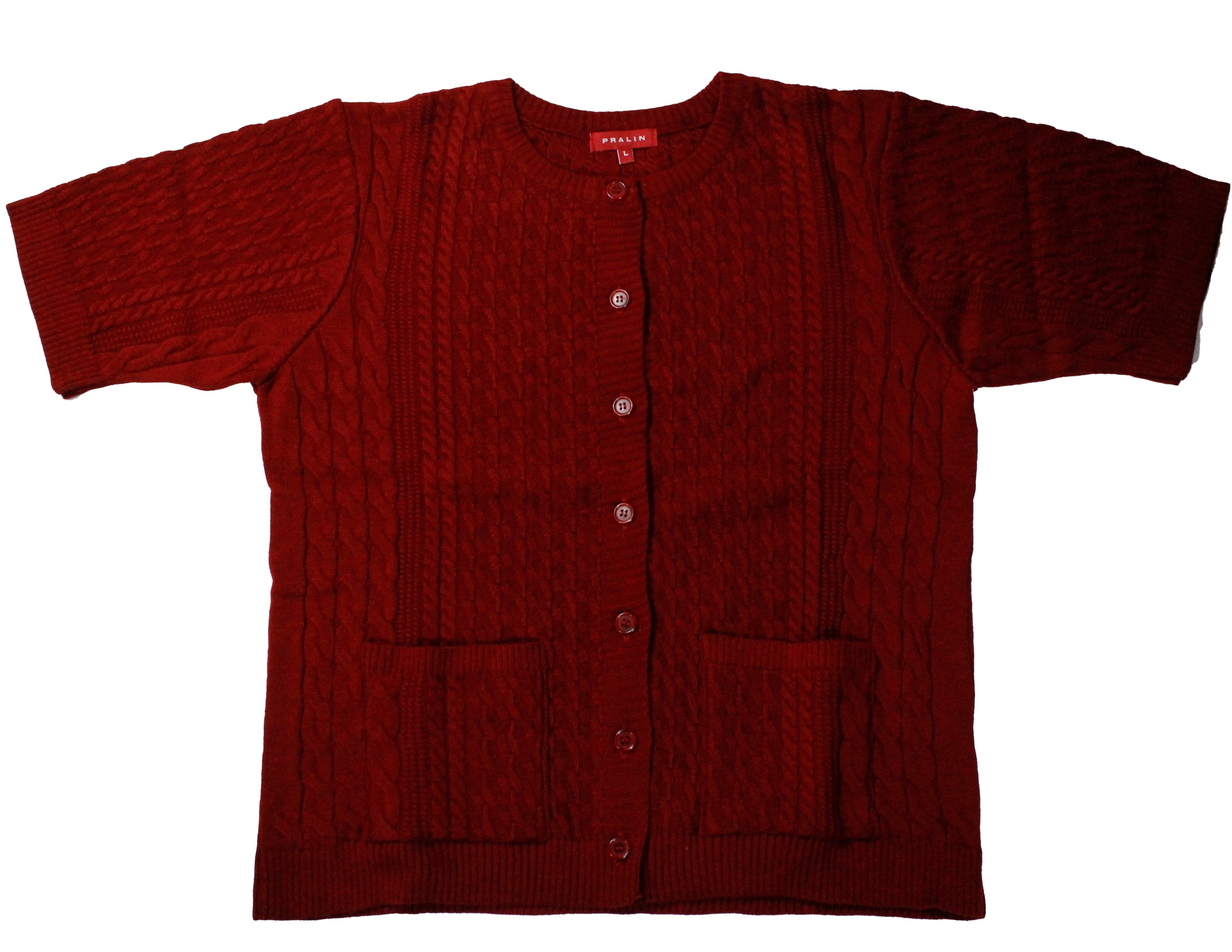 Suéter Manga Corta Cuello Redondo con Bolsas 10450 Mujer