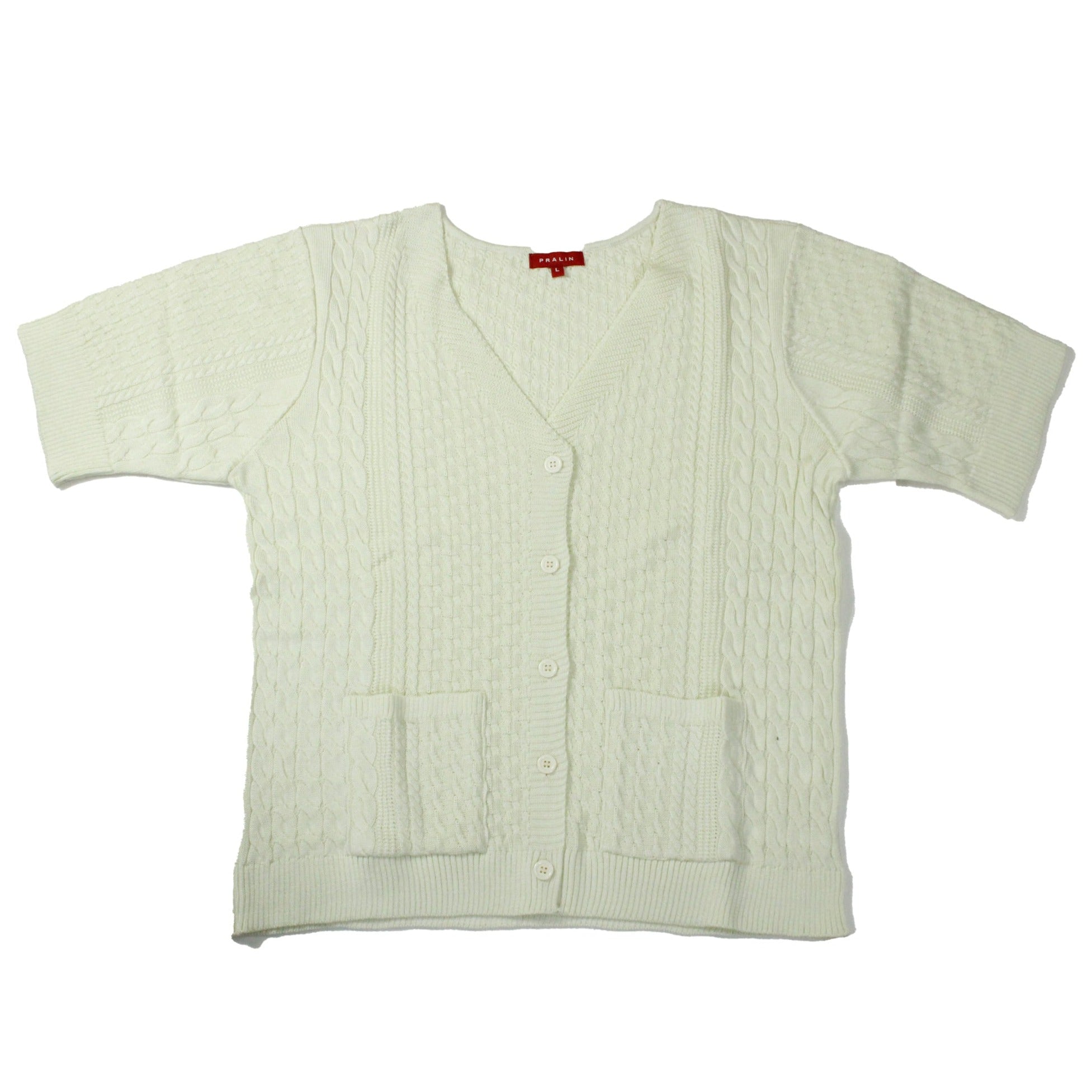 Suéter Manga Corta Cuello V con Bolsas 10450 Mujer