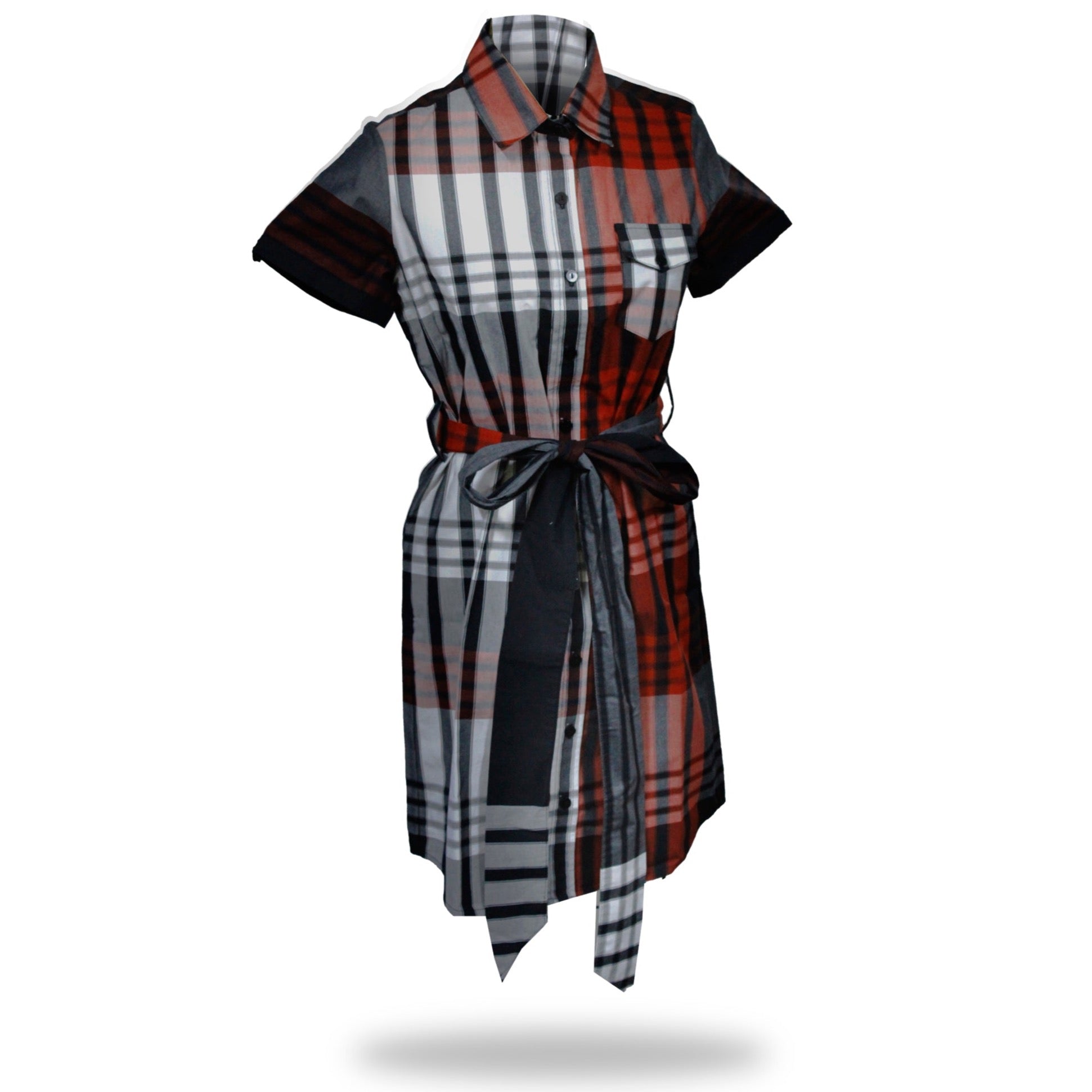 Vestido Rojo/Negro con Botones 10016 Mujer