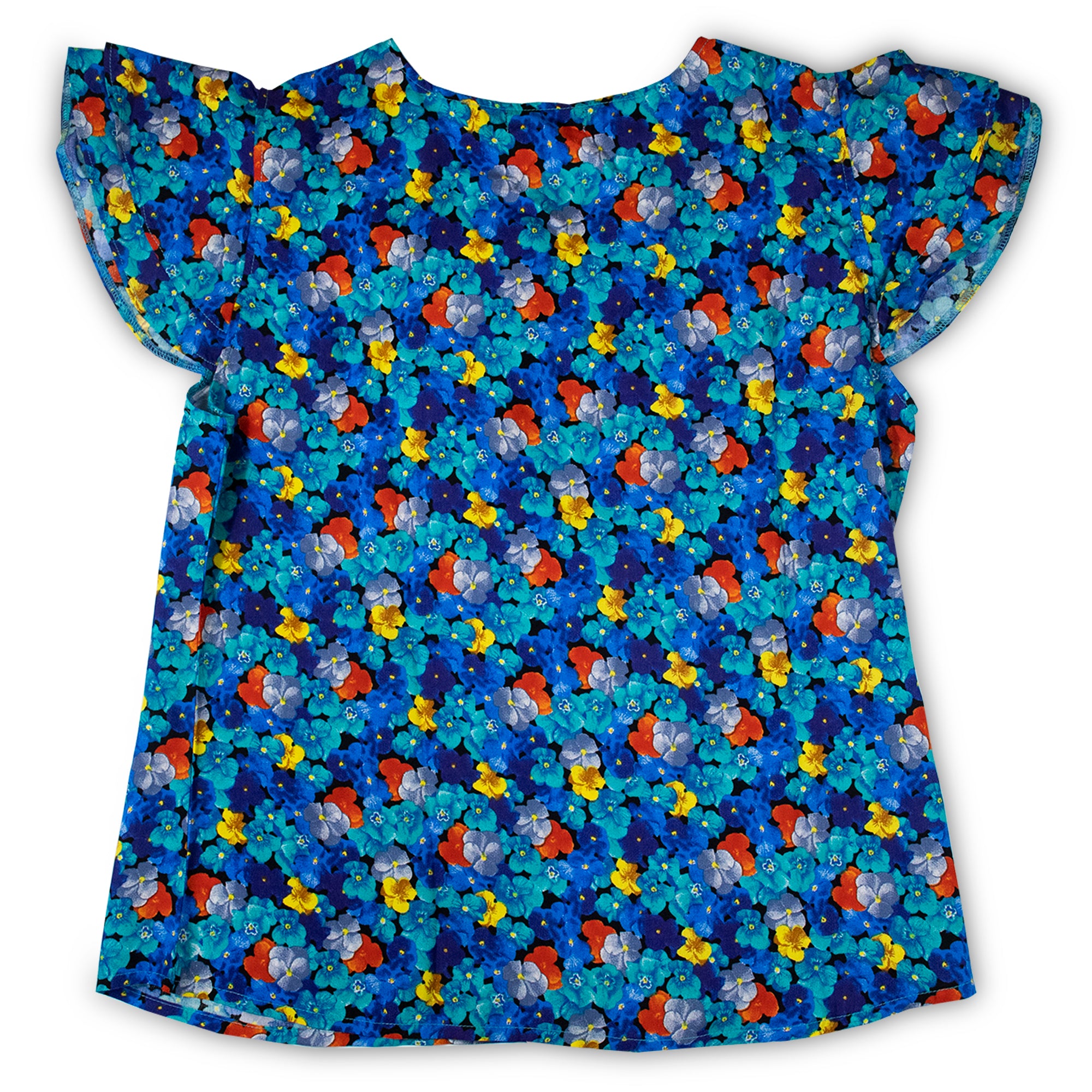 Blusa Manga Corta Azul Floral 10030 Mujer