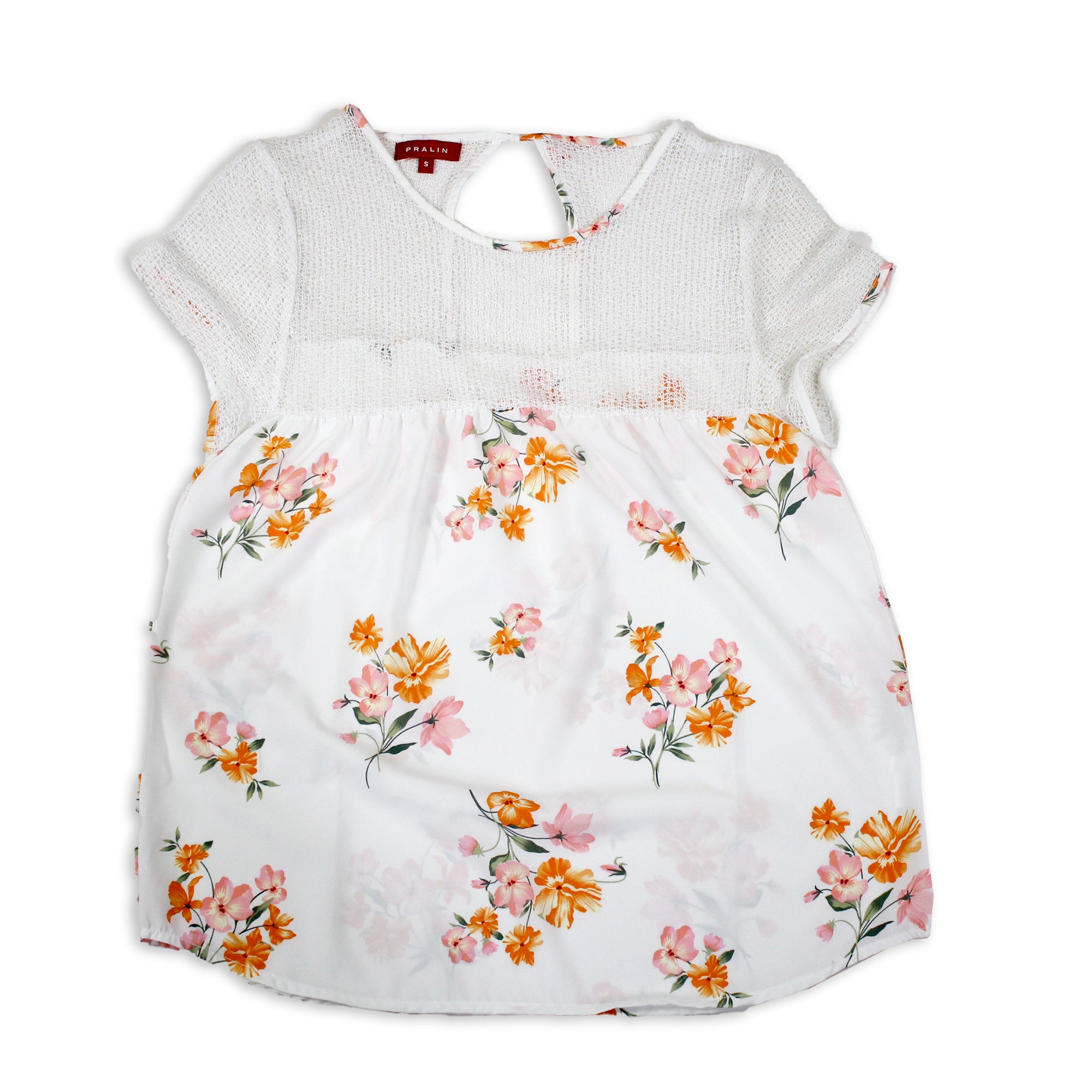 Blusa Blanca con Flores 10095 Niña