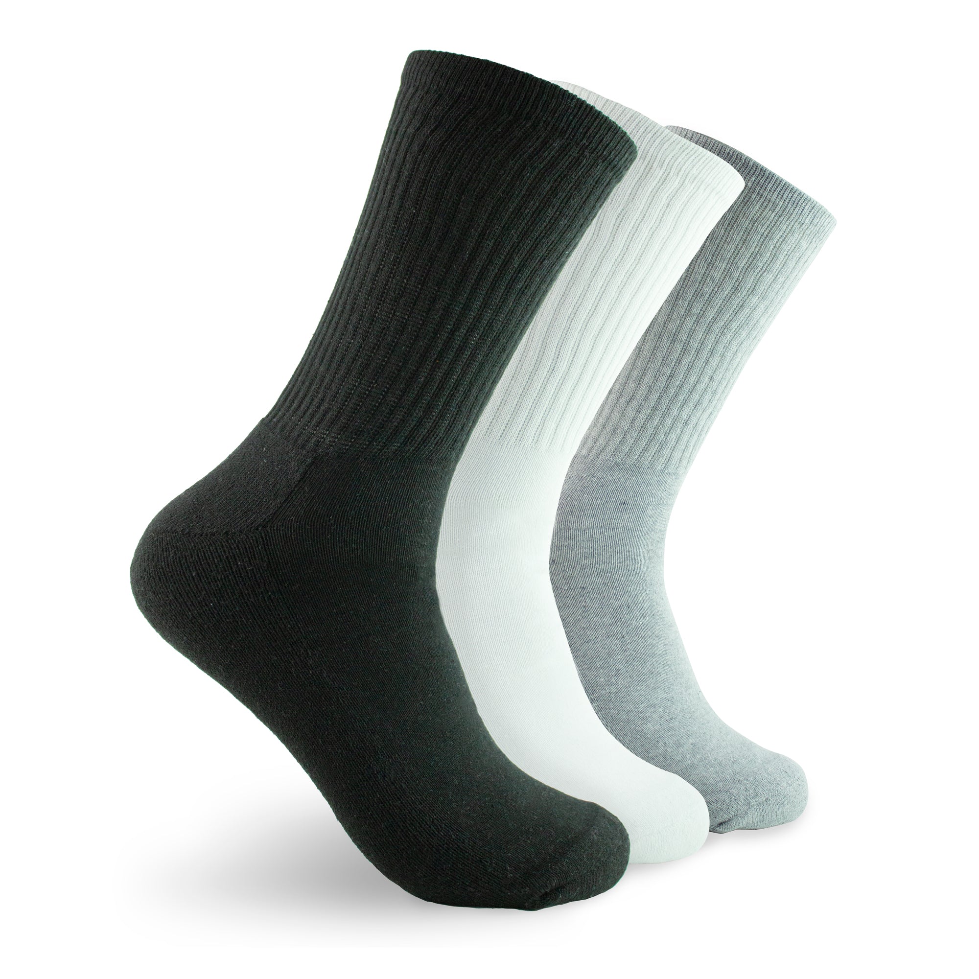 3 Pack Calcetines Largos Deportivos de Hombre - Blanco, Gris y Negro
