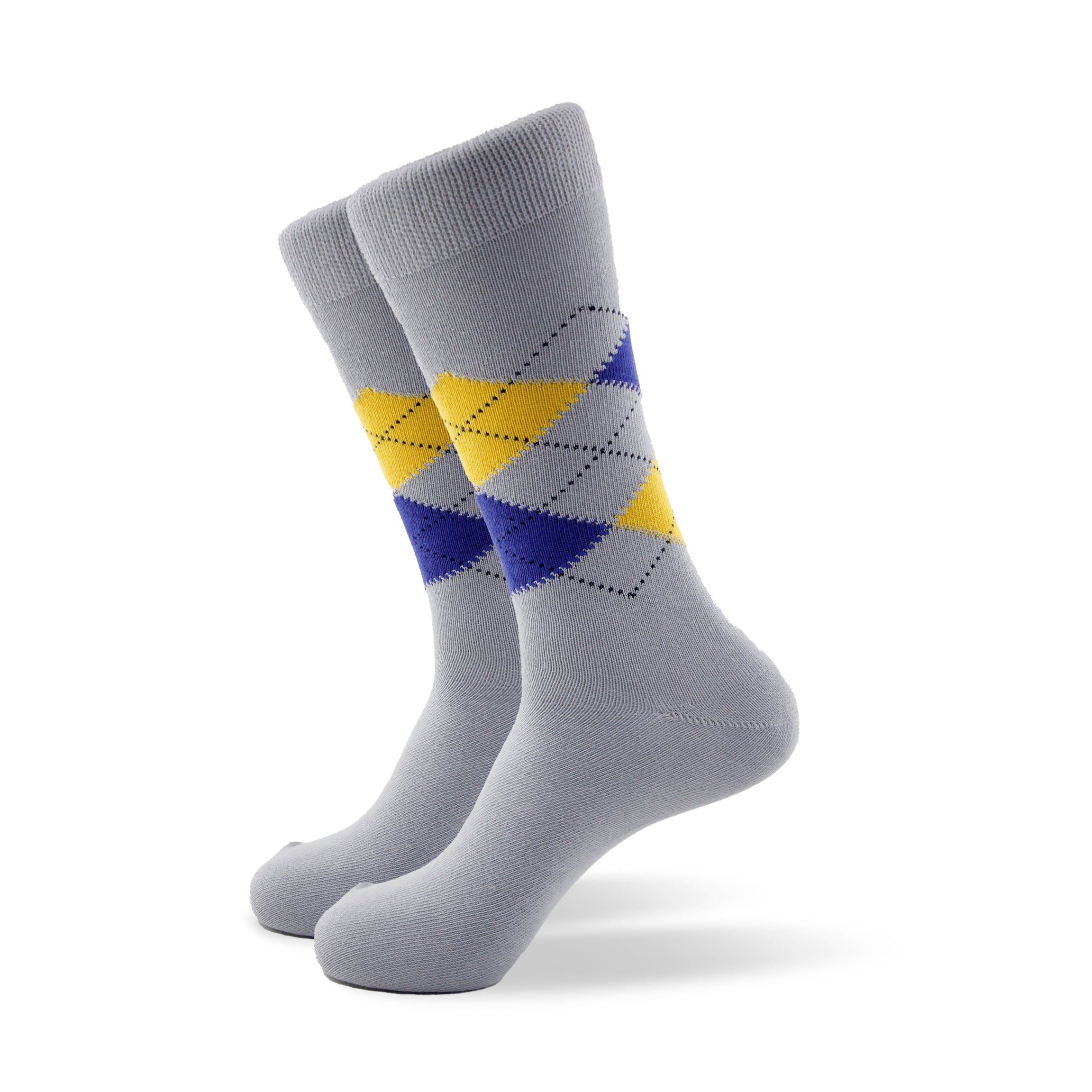 Calcetín de Vestir Gris/Amarillo 0008 Hombre