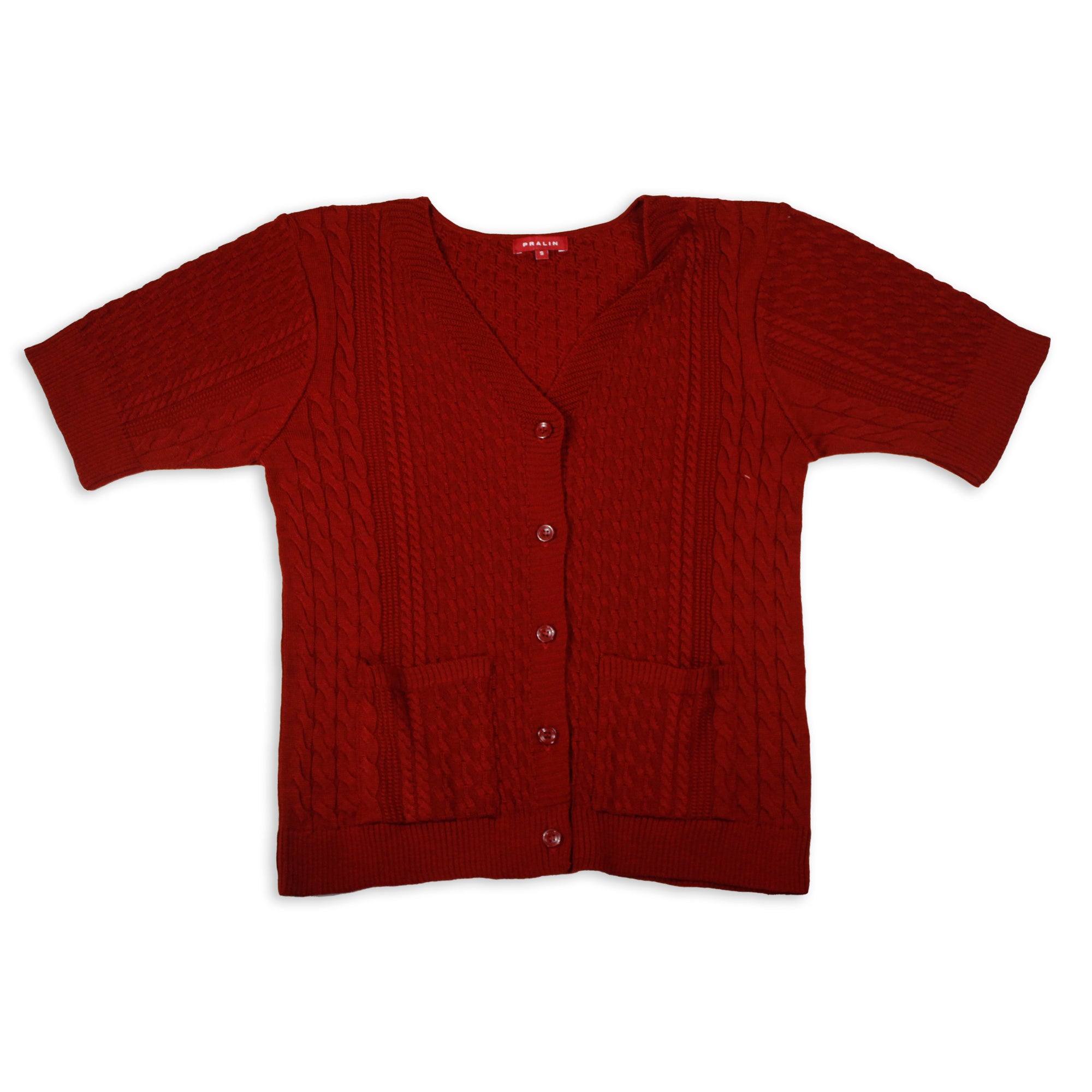 Suéter Manga Corta Cuello V con Bolsas 10450 Mujer