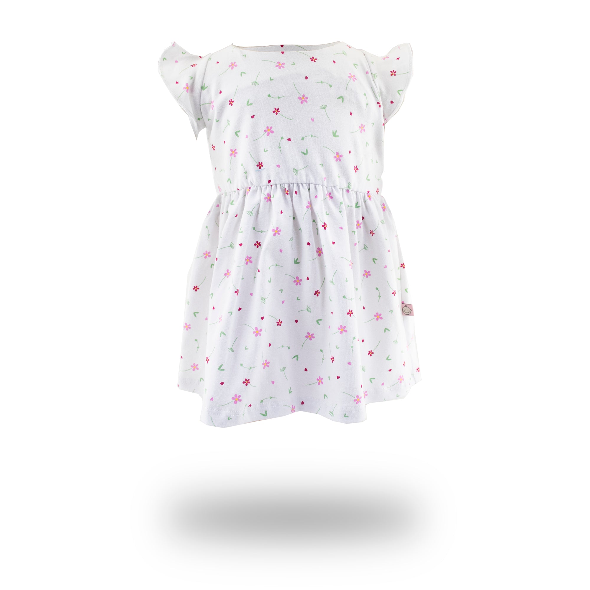 Vestido Blanco/Rosado de Manga Corta 10048 Niña