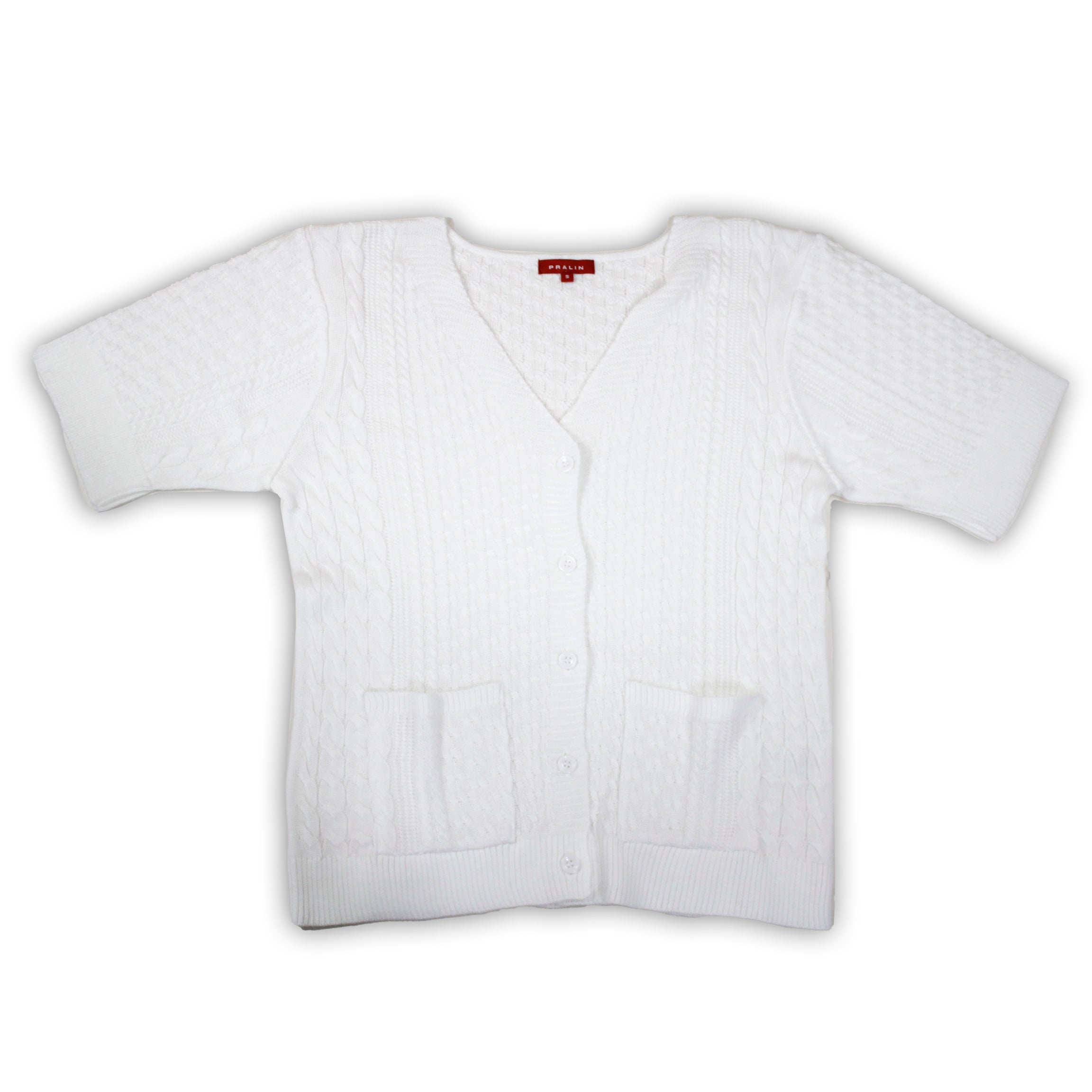 Suéter Manga Corta Cuello V con Bolsas 10450 Mujer