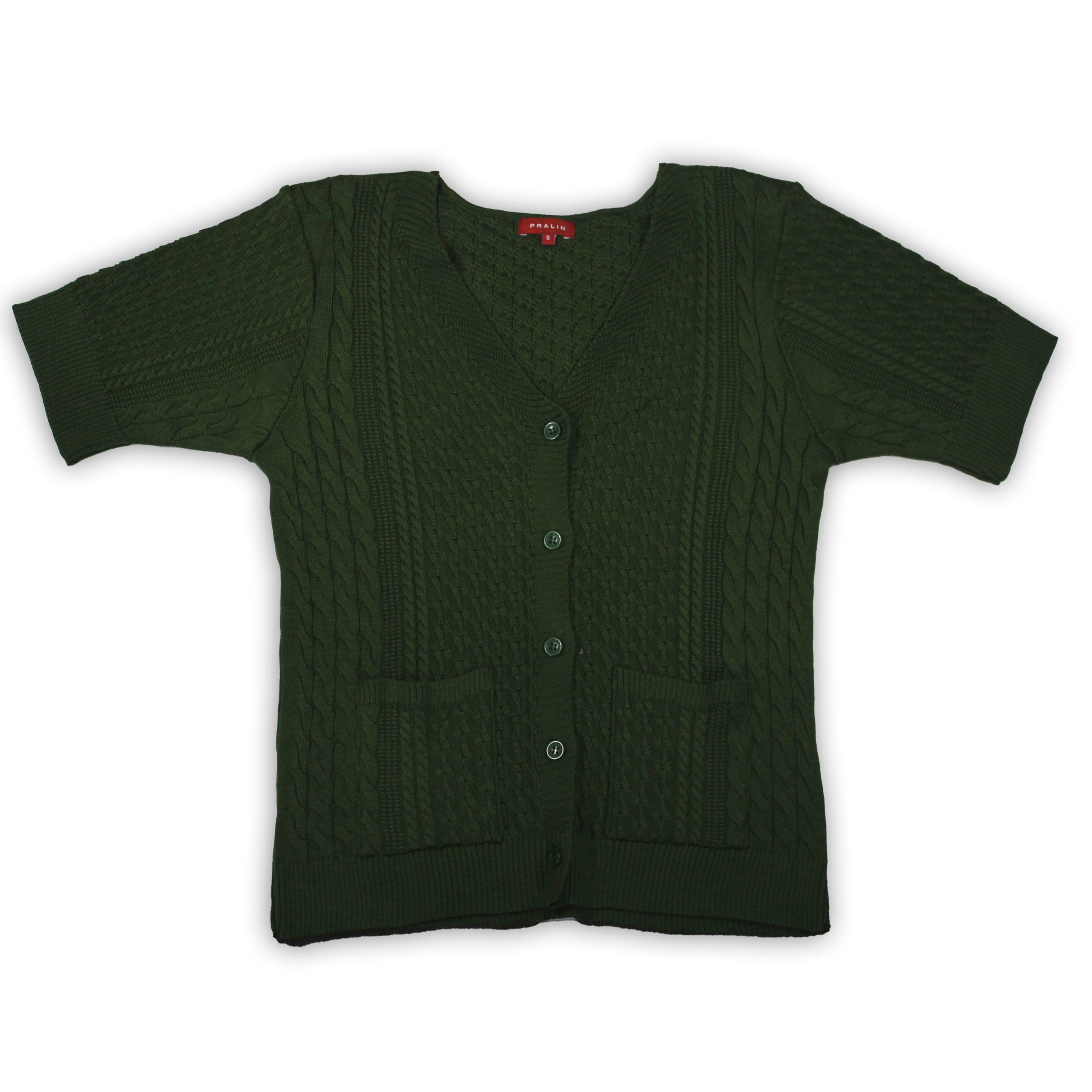 Suéter Manga Corta Cuello V con Bolsas 10450 Mujer