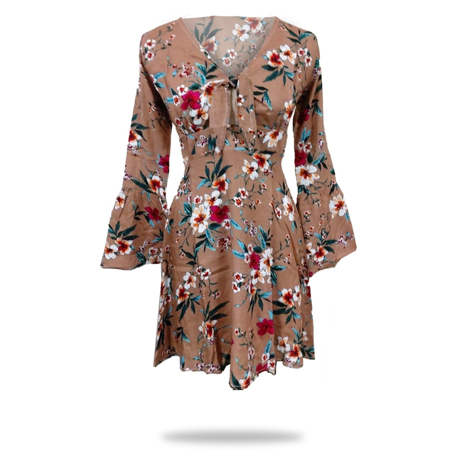 Vestido Café Floral 10013 Mujer