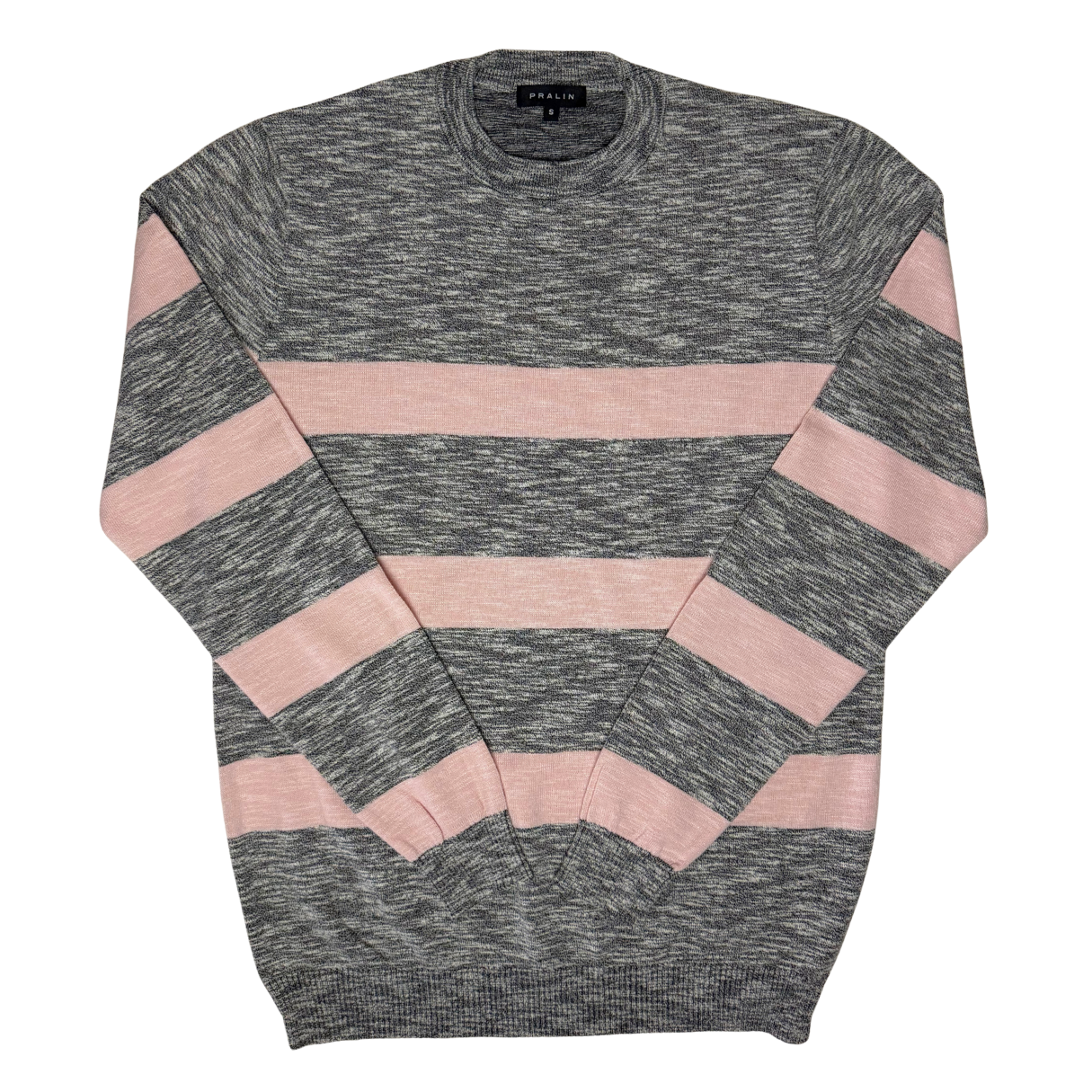 Suéter Gris/Salmón con Cuello Redondo 10359 Hombre