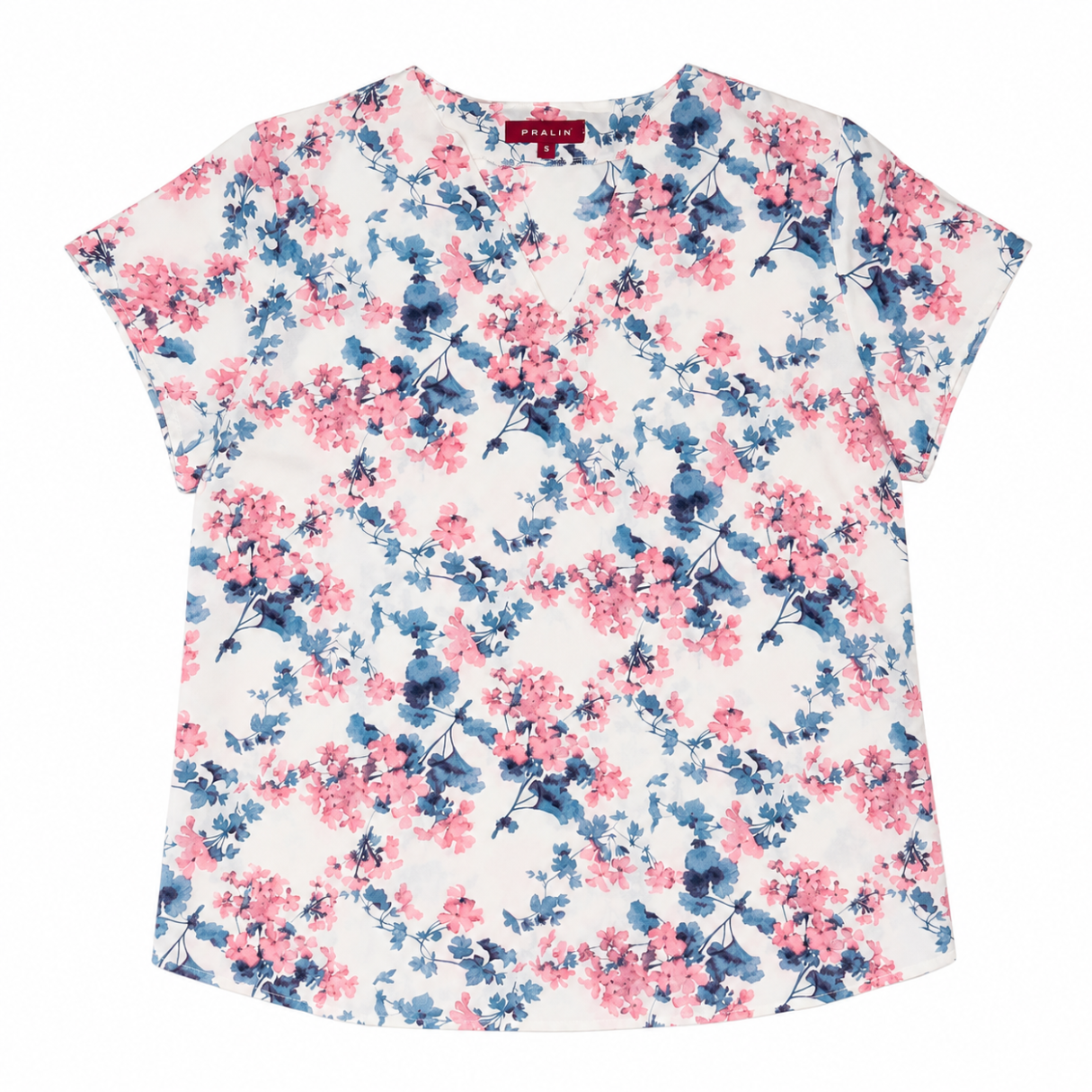 Blusa Blanca Floreada Manga Corta 10064 Mujer