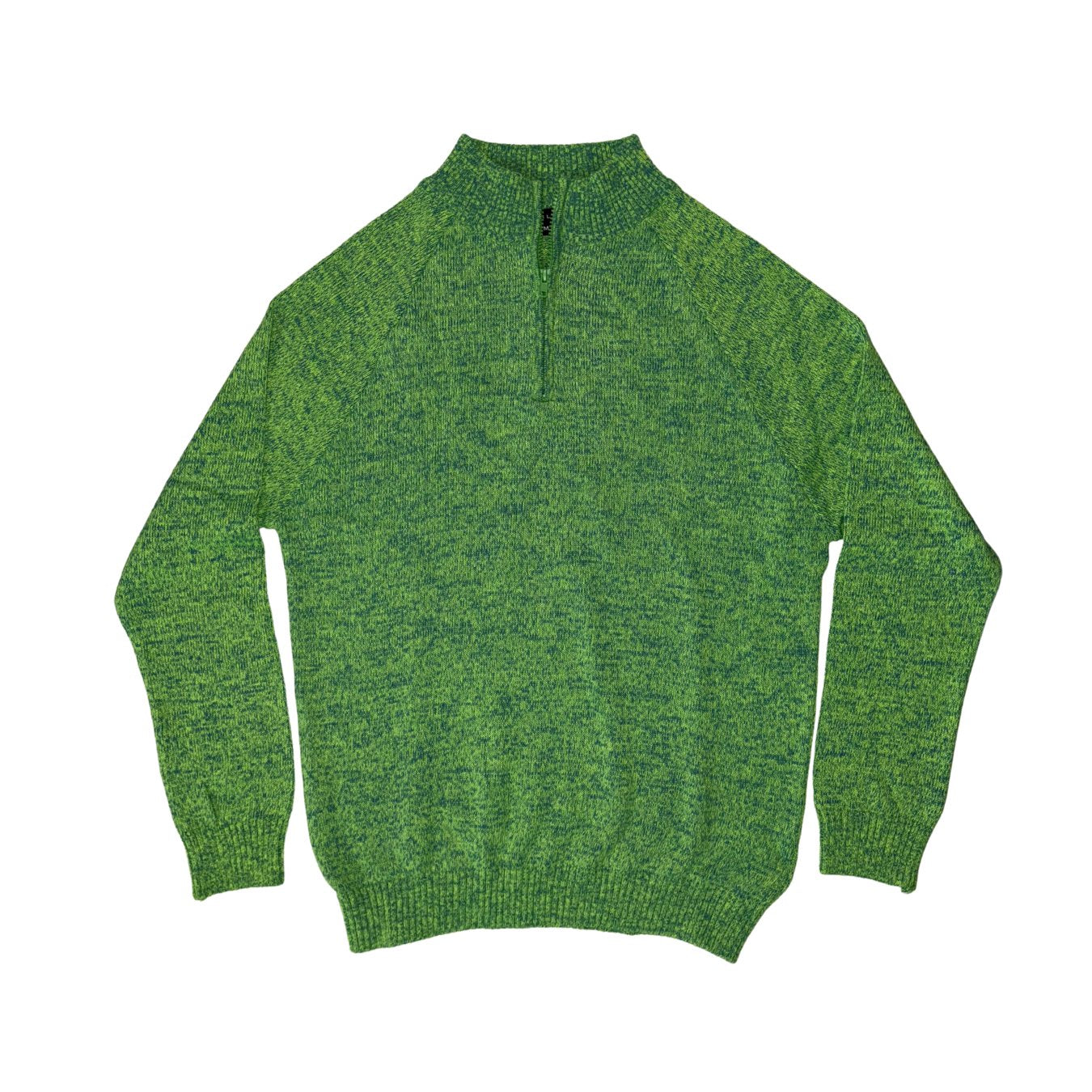 Suéter Verde Jaspeado Medio Zipper de Hombre - Bazar