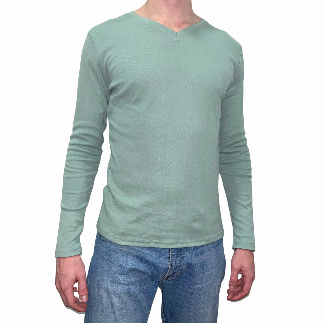 Playera Manga Larga con Cuello V para Hombre