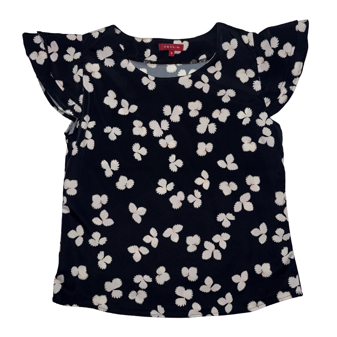 Blusa Negro/Blanco Floral con Vuelo 10061 Mujer