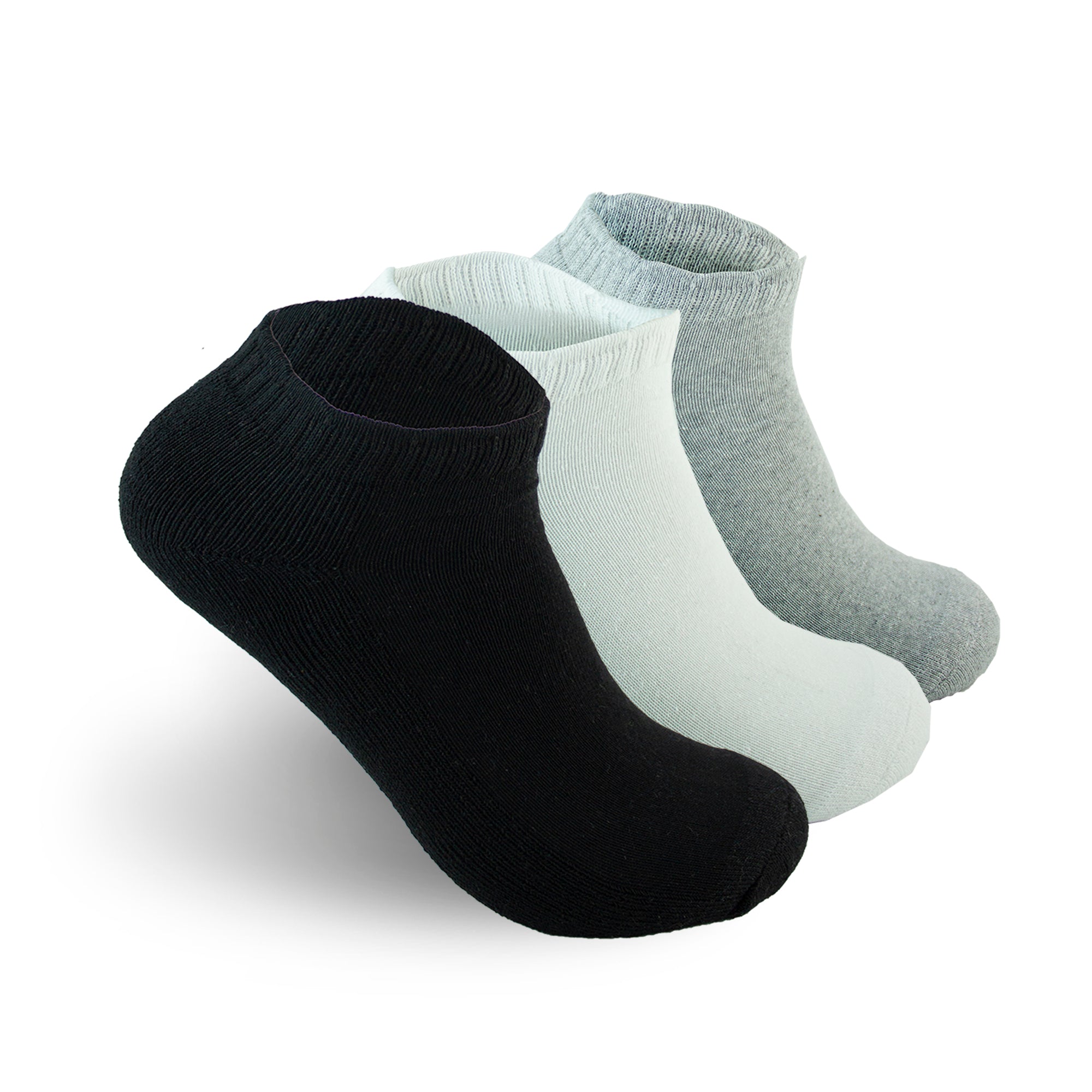 3 Pack Calcetas Cortas 0002 de Mujer - Blanco, Gris y Negro