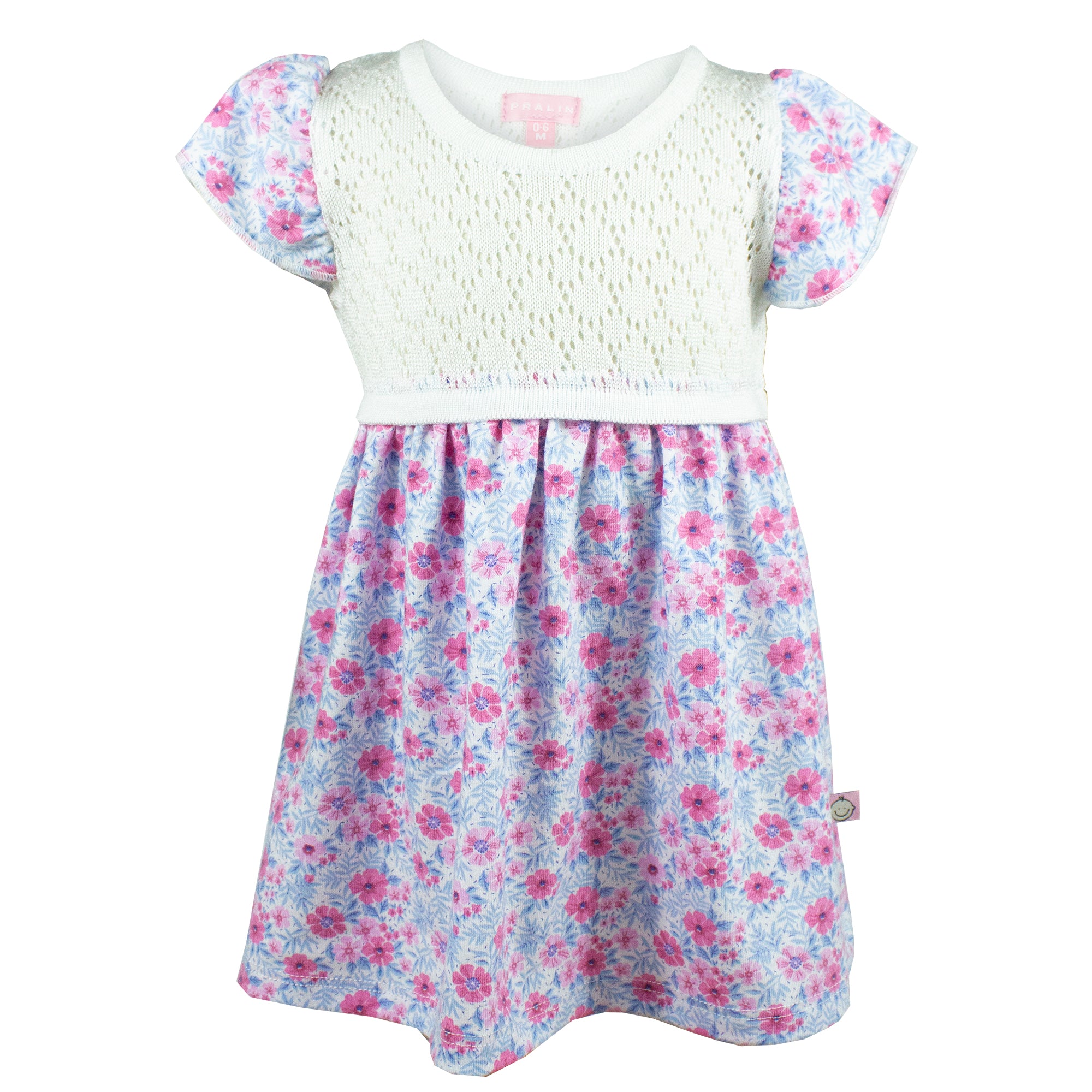 Vestido Lila/Blanco de Manga Fruncida 10052 Niña